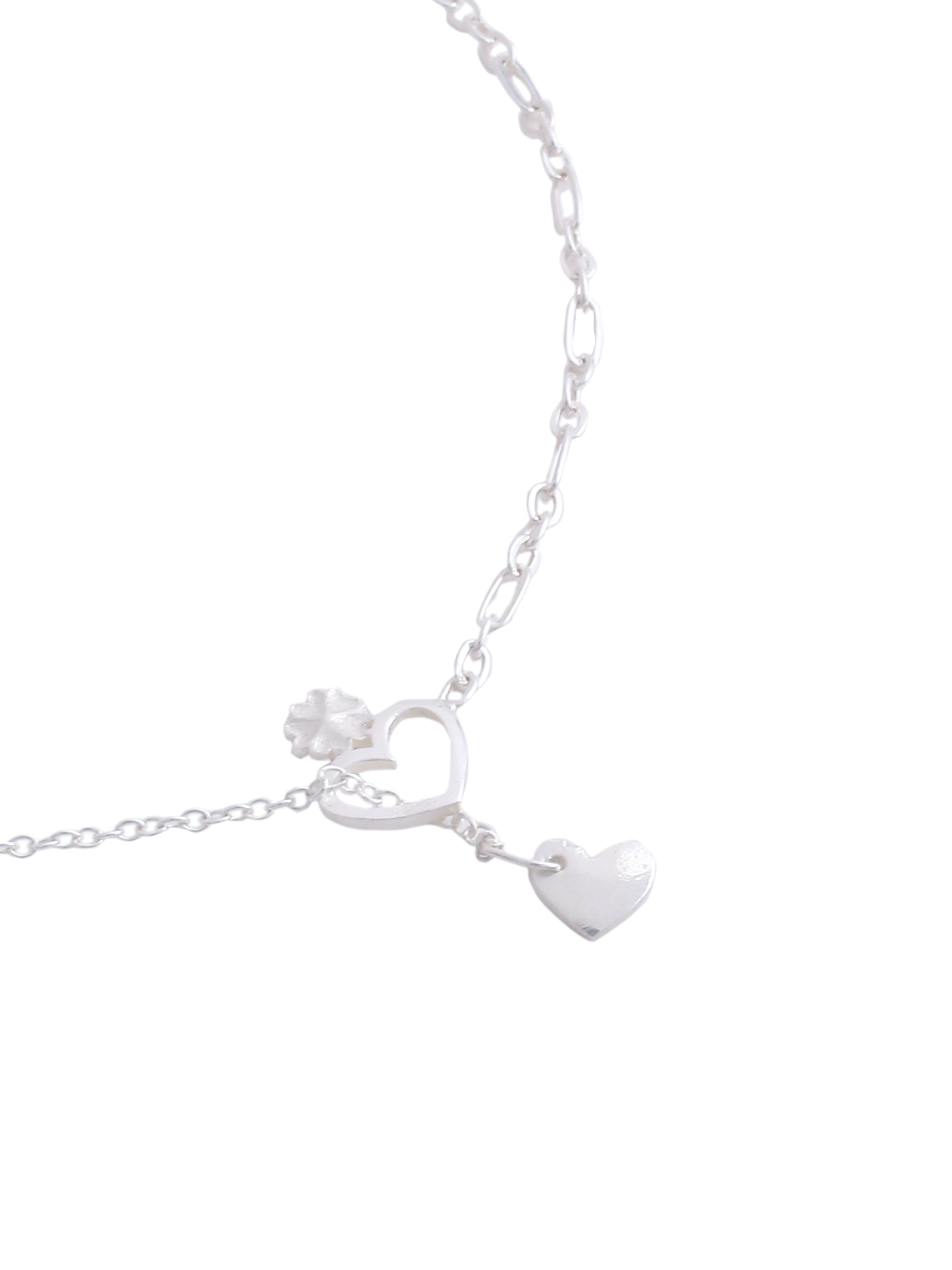 Heartfelt Beauty: Sterling Silver Anklet with Centered Heart Charm - Kicky & Perky