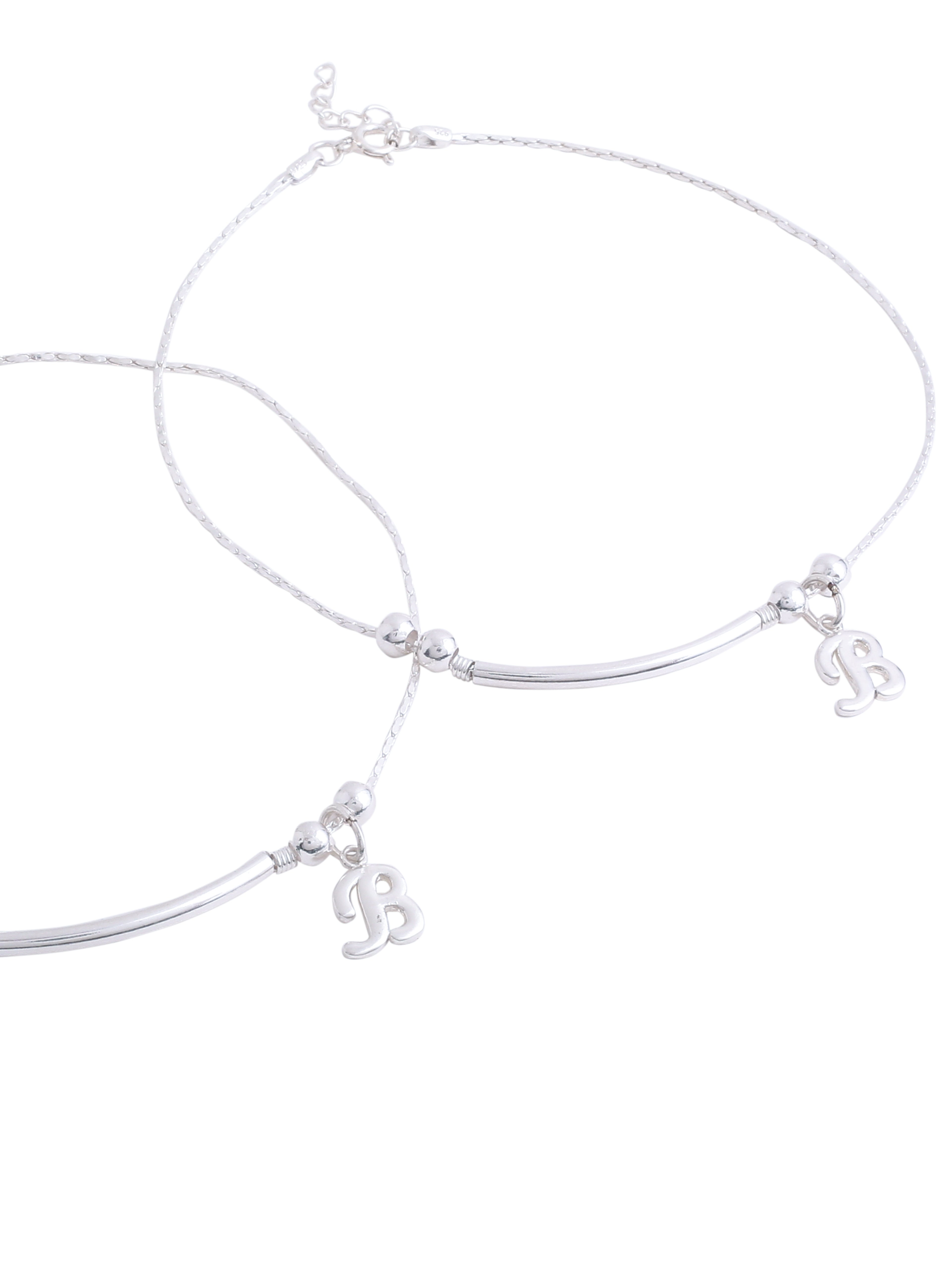 Silver Initial Sparkle Anklet - Kicky & Perky