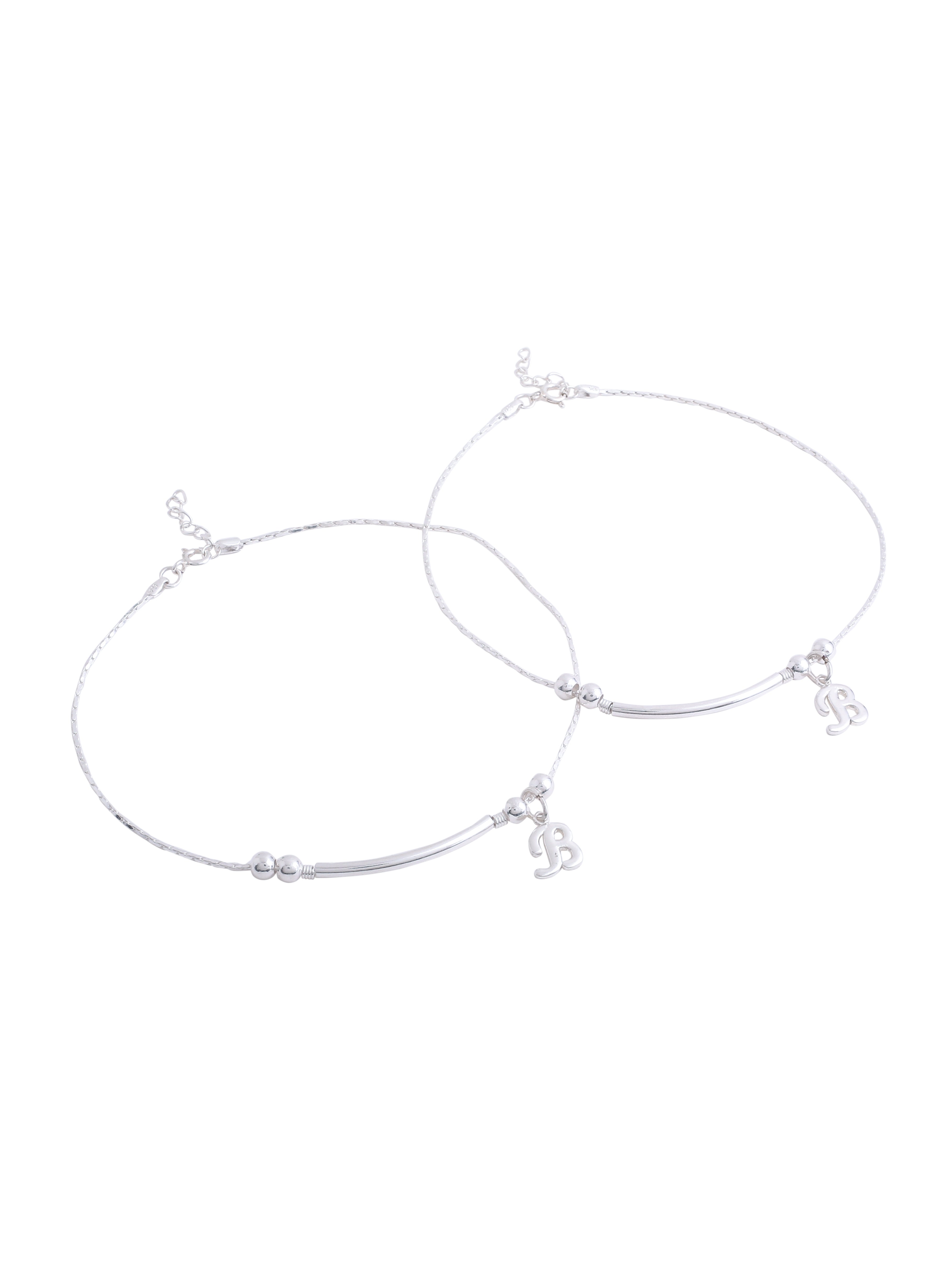 Silver Initial Sparkle Anklet - Kicky & Perky