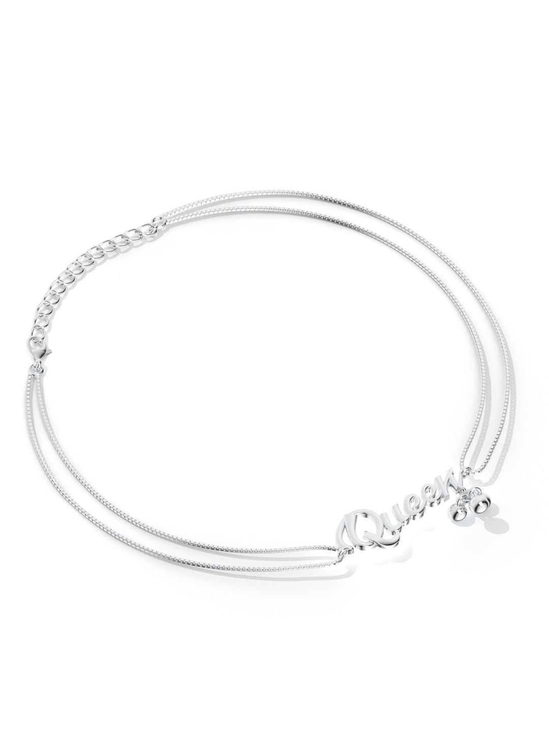 925 Sterling Silver "QUEEN" Anklet For Women