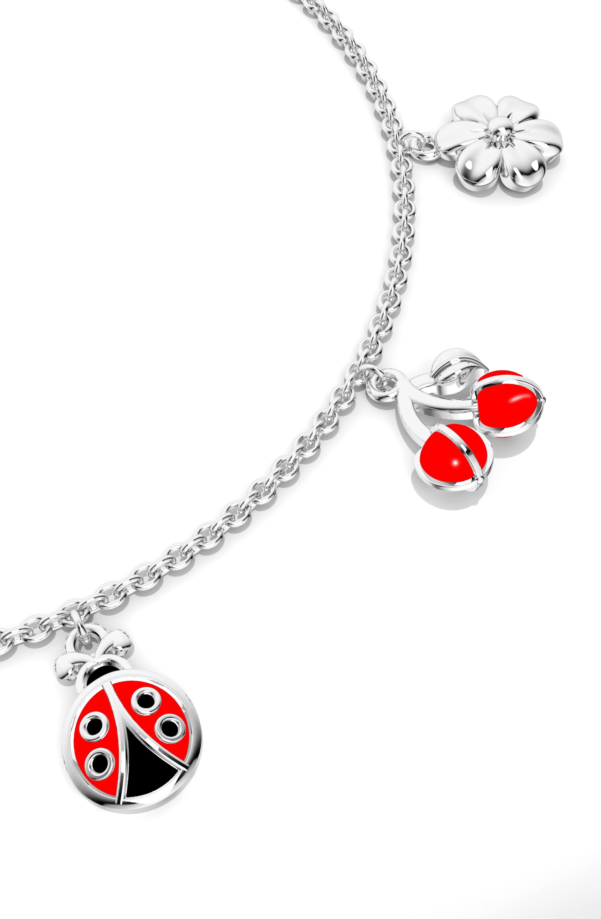 925 Sterling Silver Whimsical Garden Charm Anklet