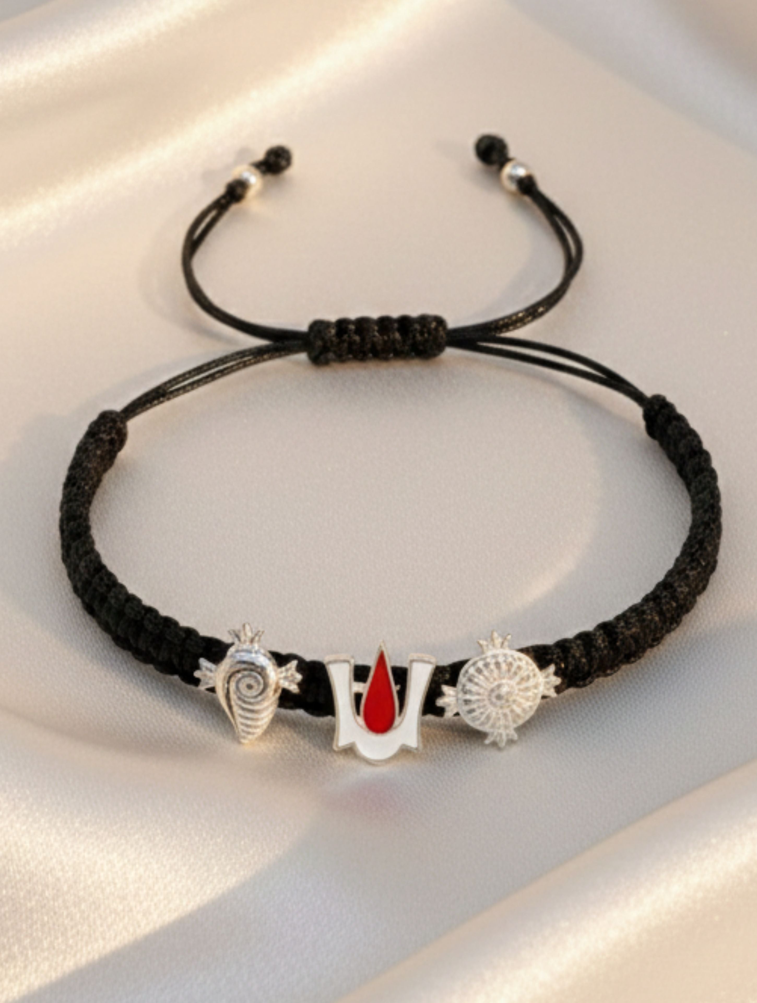 Divine Trinity: Sterling Silver Trishankhla Bracelet