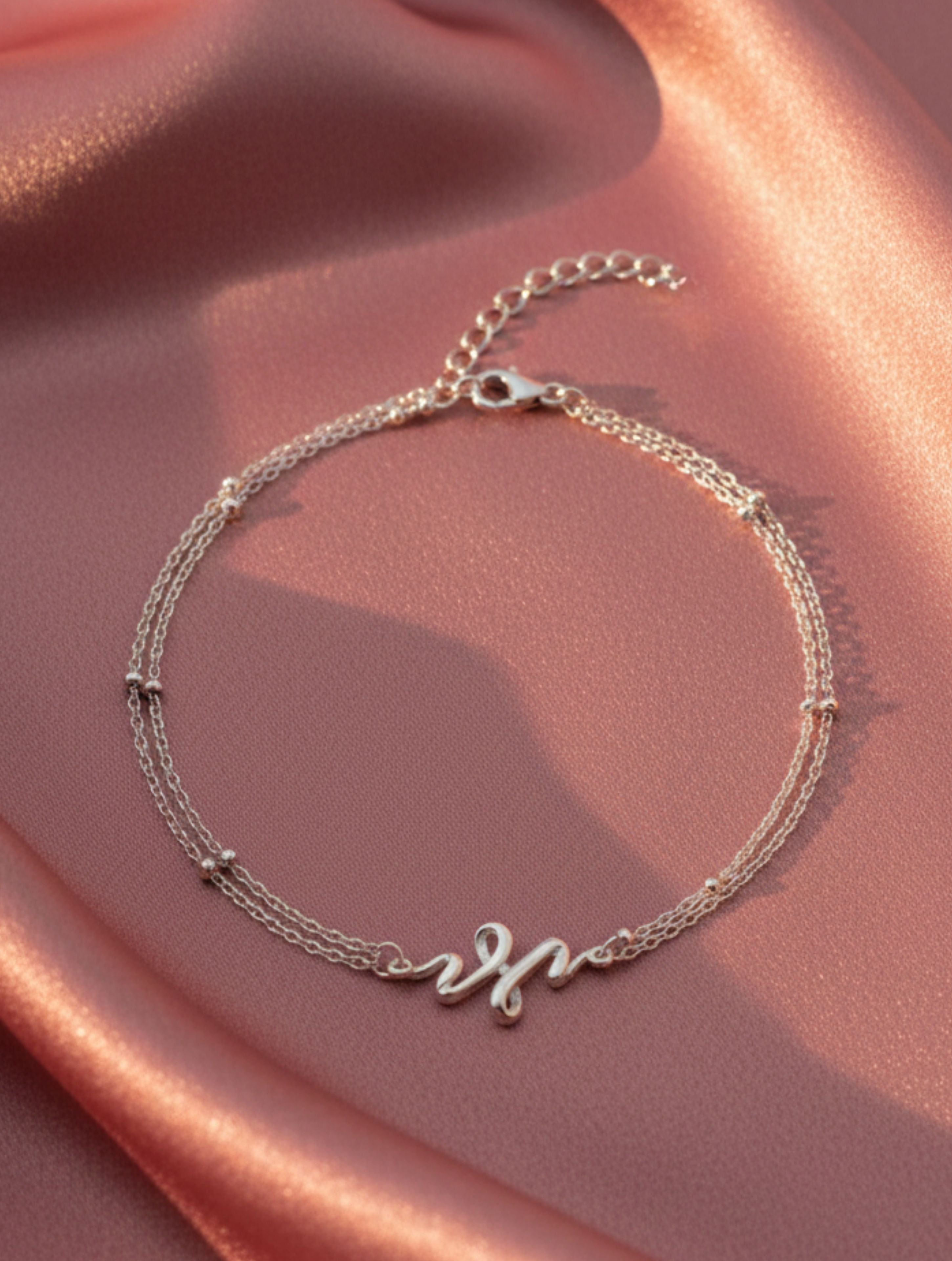 Double-Layer Wave Anklet in 925 Sterling Silver