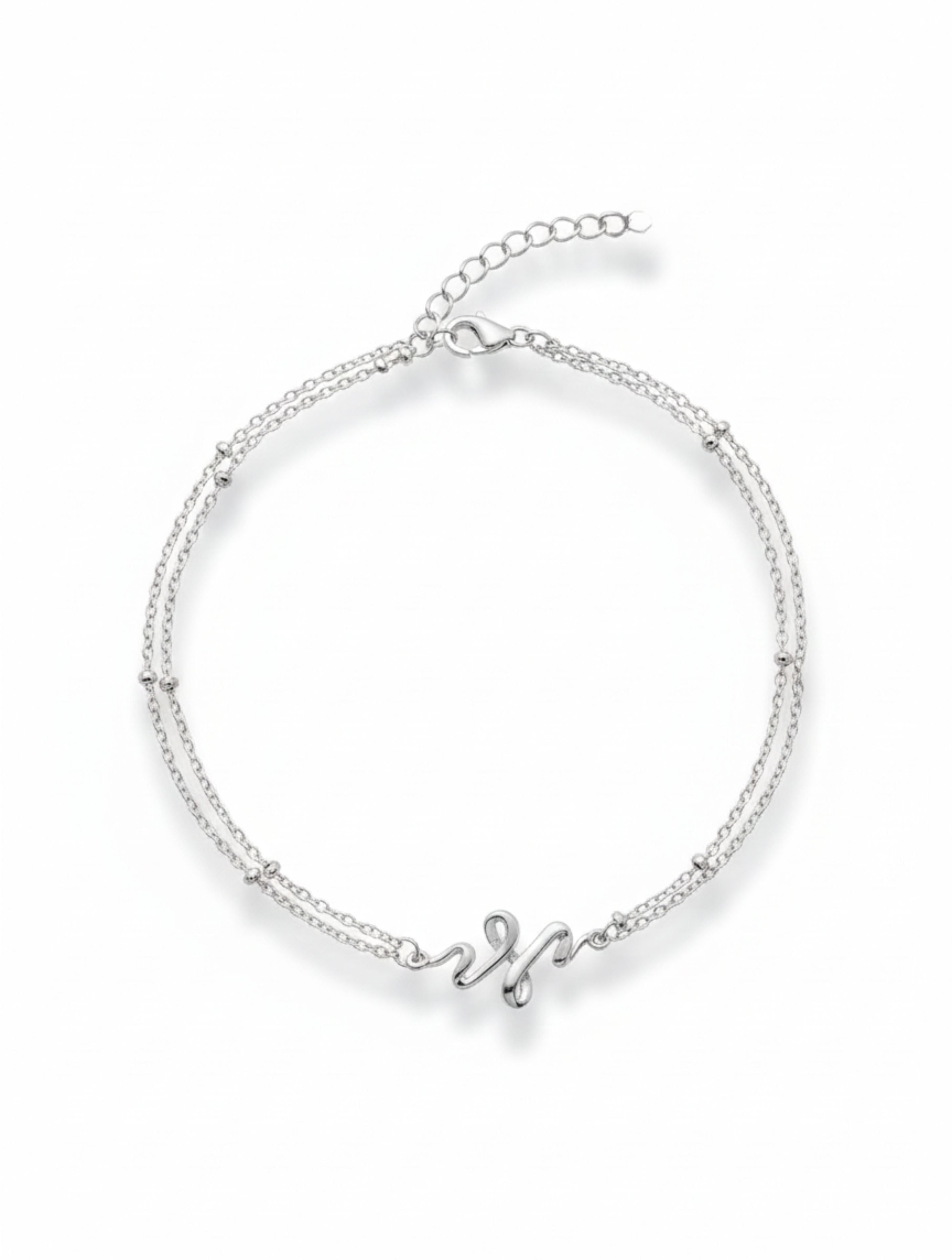 Double-Layer Wave Anklet in 925 Sterling Silver