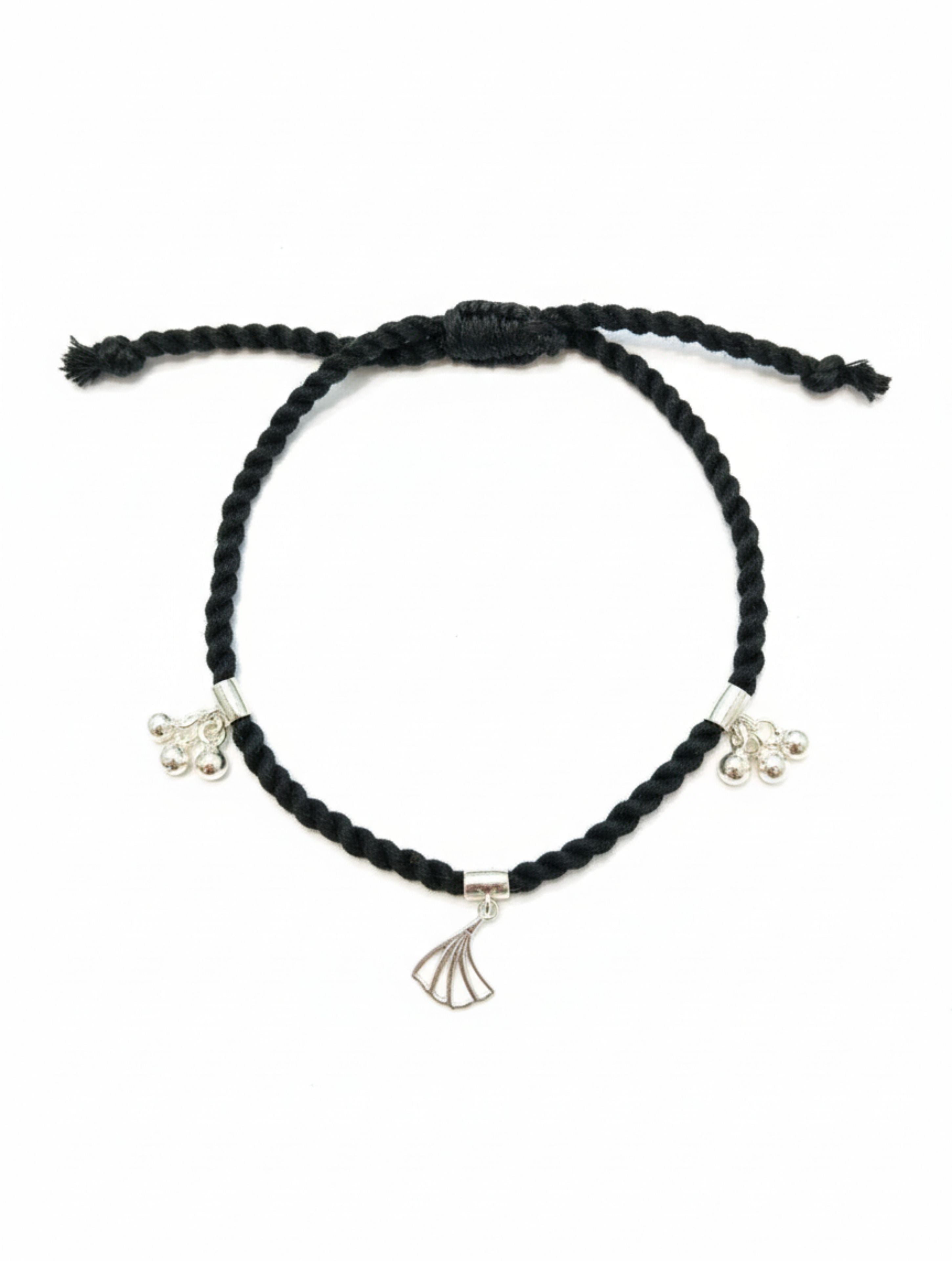 Macrame Anklet With 925 Sterling Silver Charms