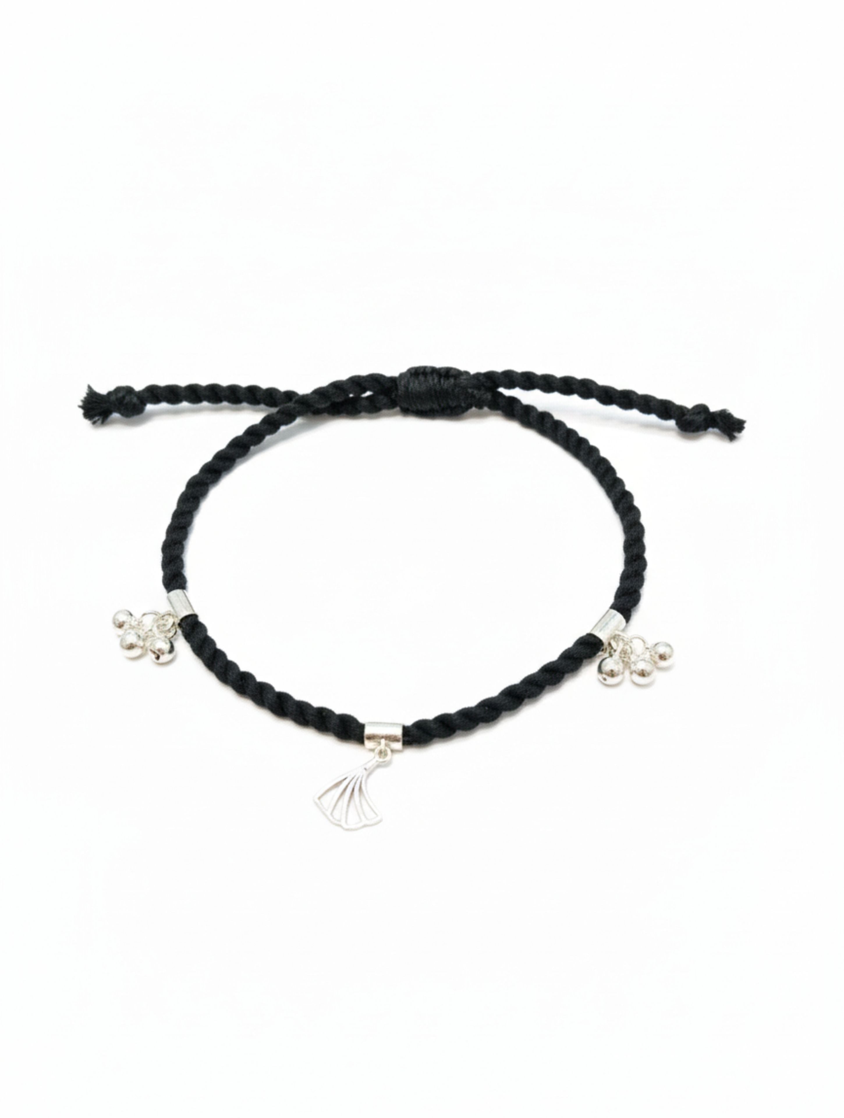 Macrame Anklet With 925 Sterling Silver Charms
