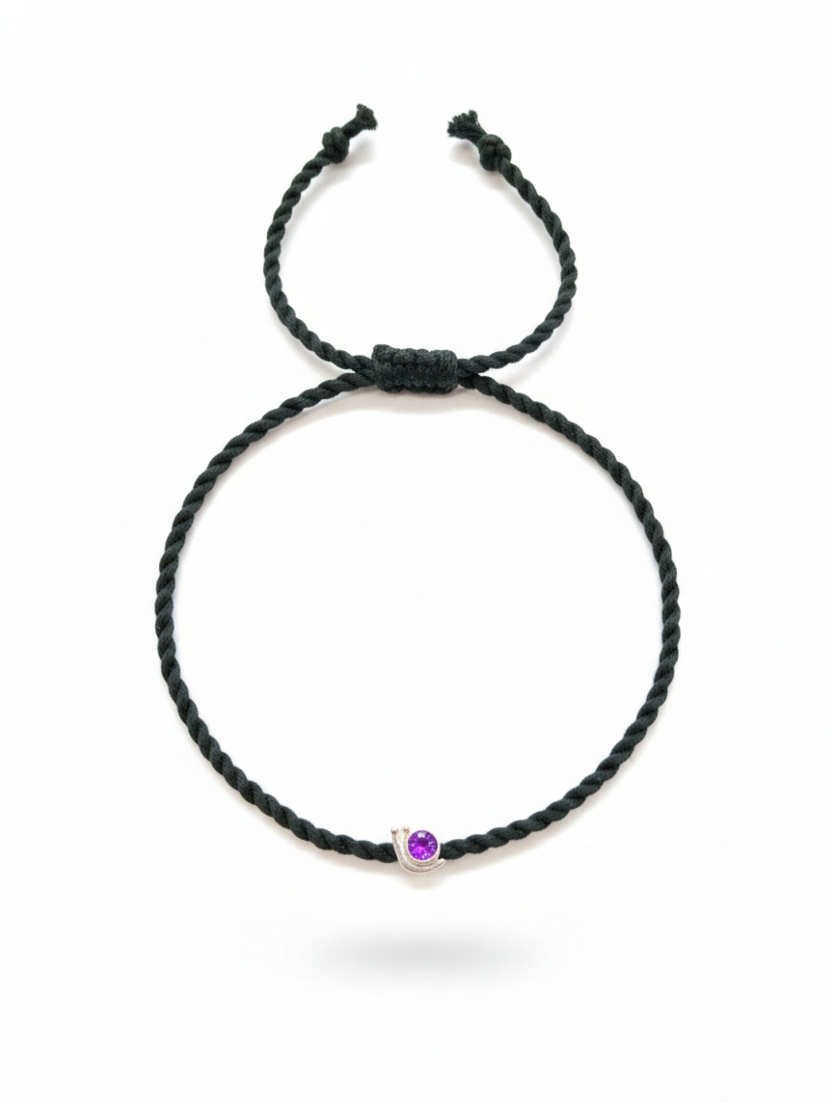 Amethyst "Spirit of Serenity" 925 Sterling Silver Black Cord Anklet