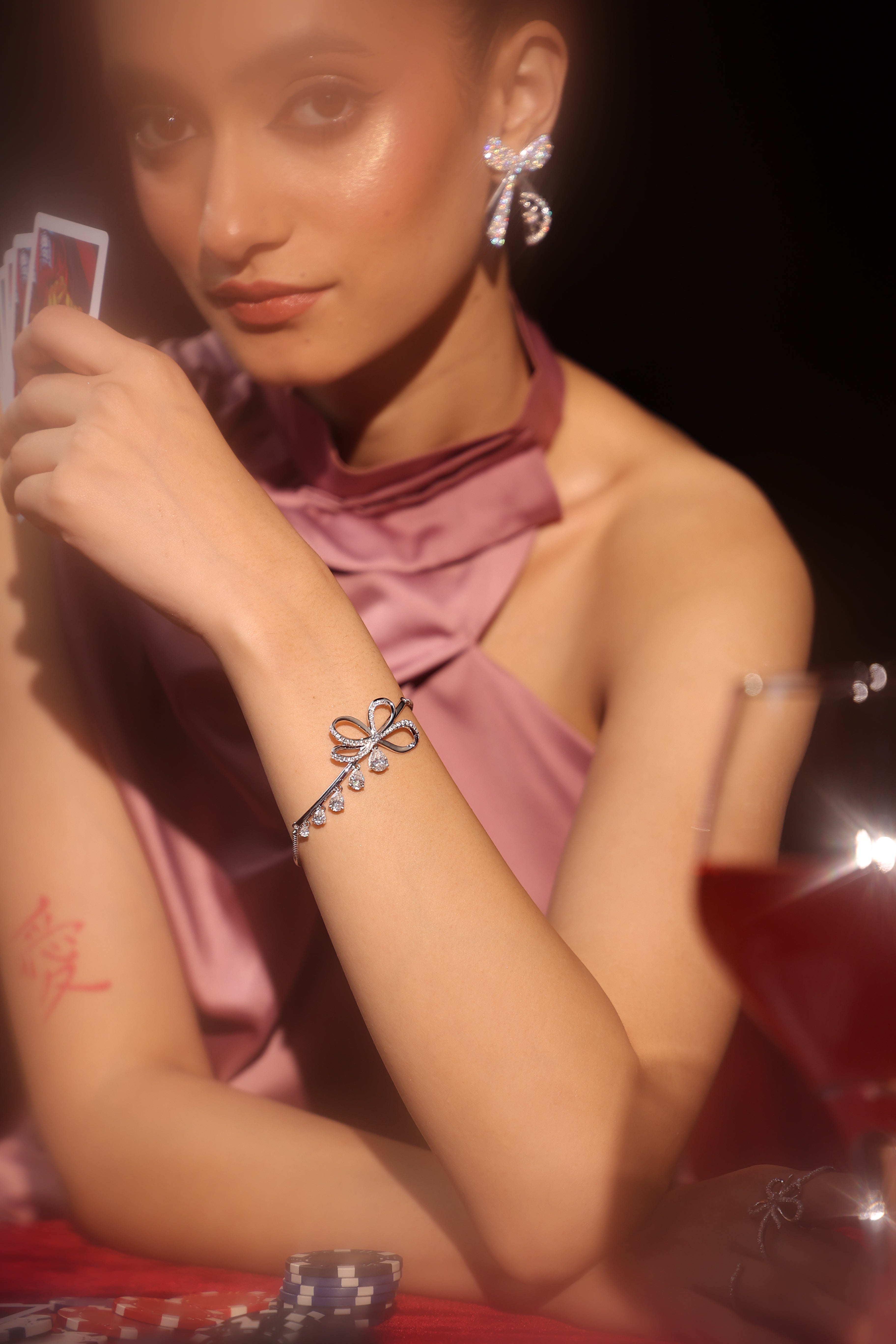 Dazzling Bow Knot Moissanite Bracelet - 925 Sterling Silver Adjustable Women's Bracelet