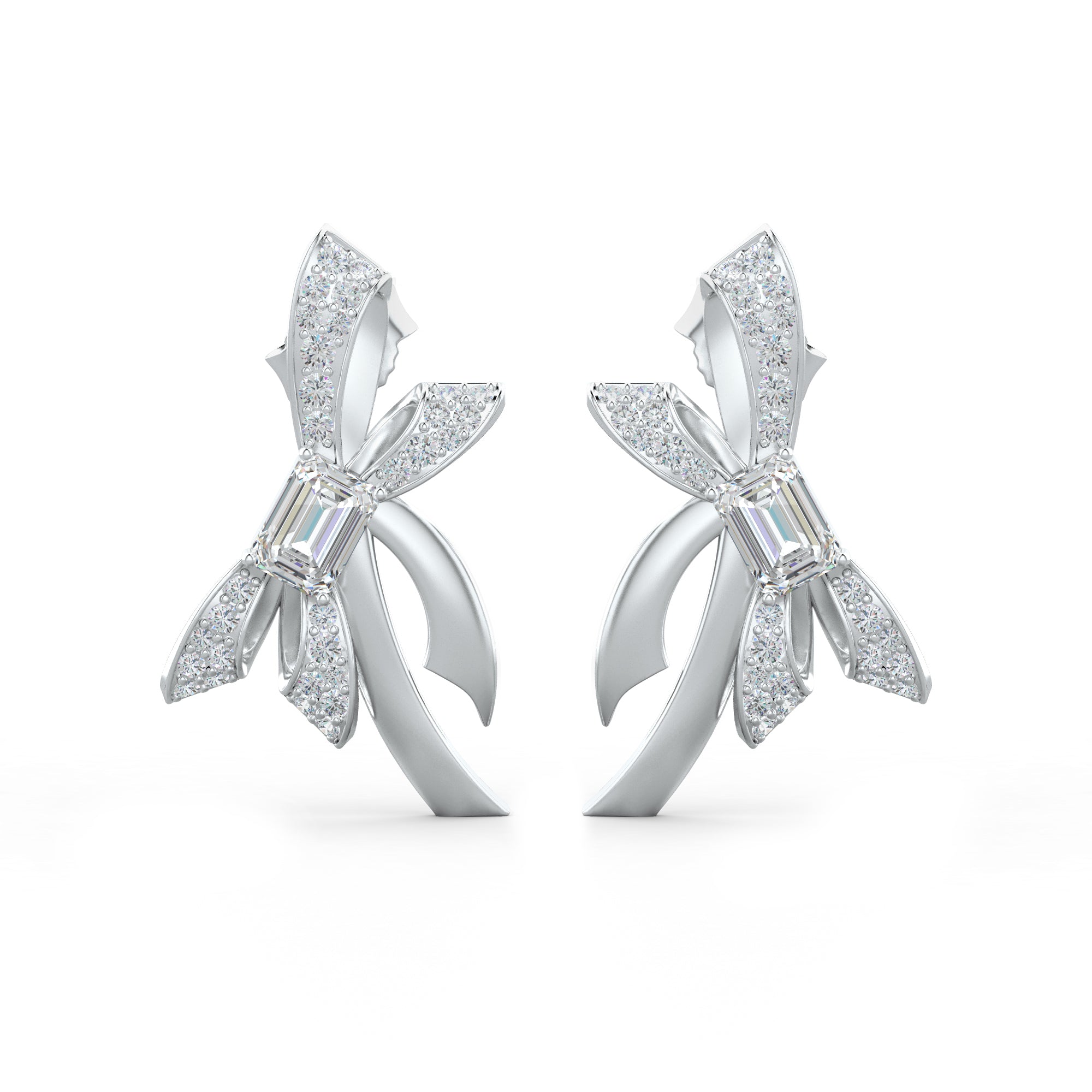 Moissanite Ribboned Grace 925 Sterling Silver Earrings For Women