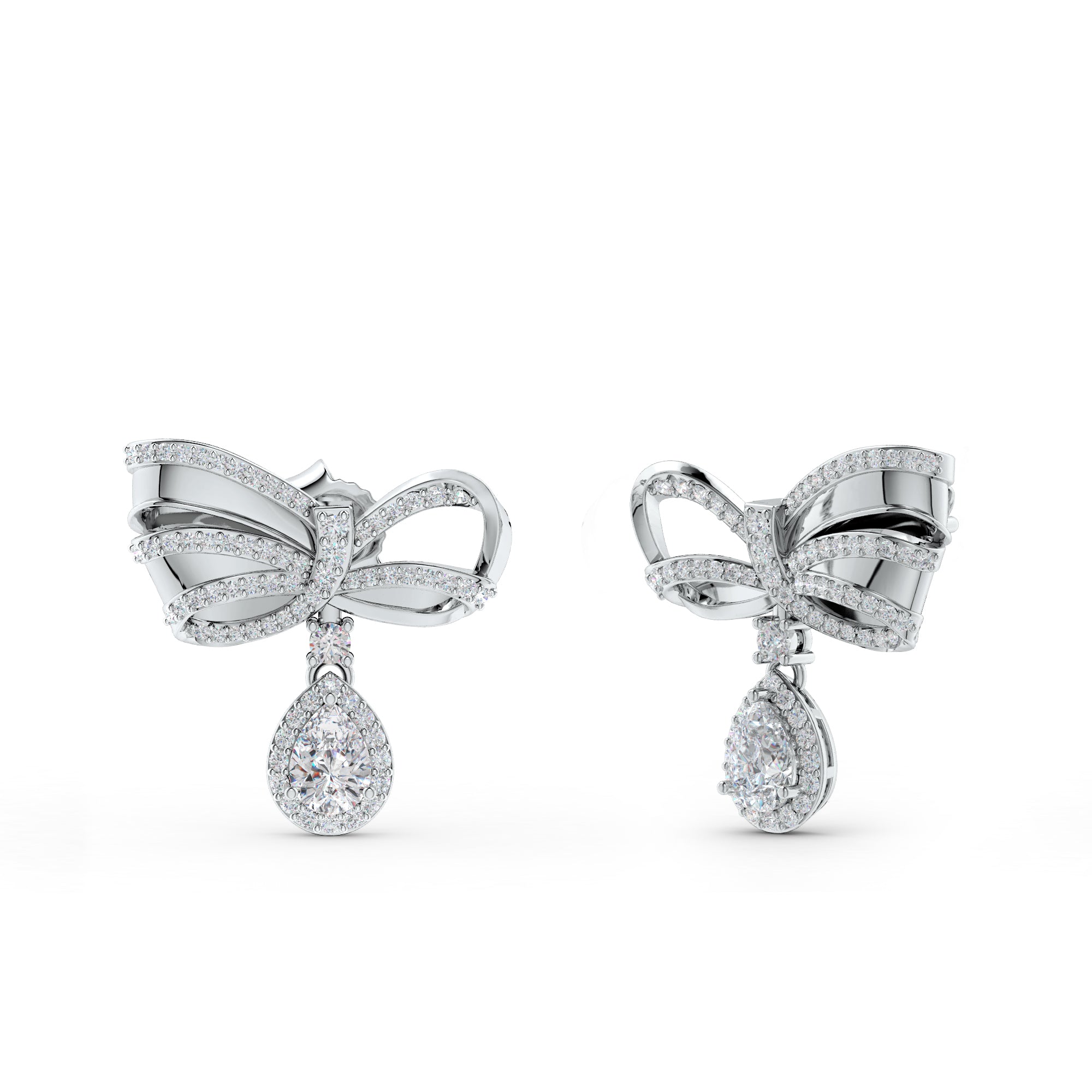 Moissanite Bow of Elegance 925 Sterling Silver Earrings For Women