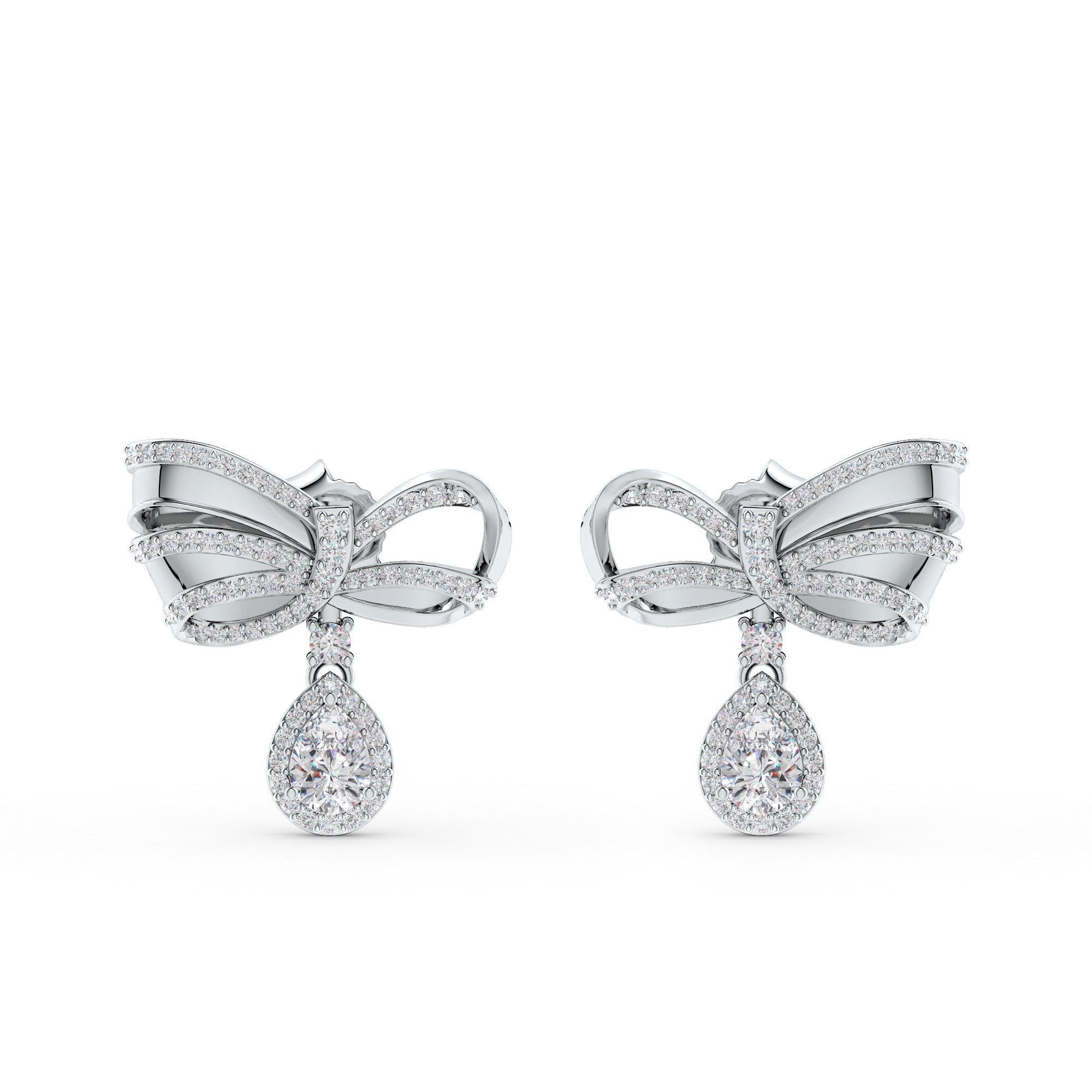 Moissanite Bow of Elegance 925 Sterling Silver Earrings For Women