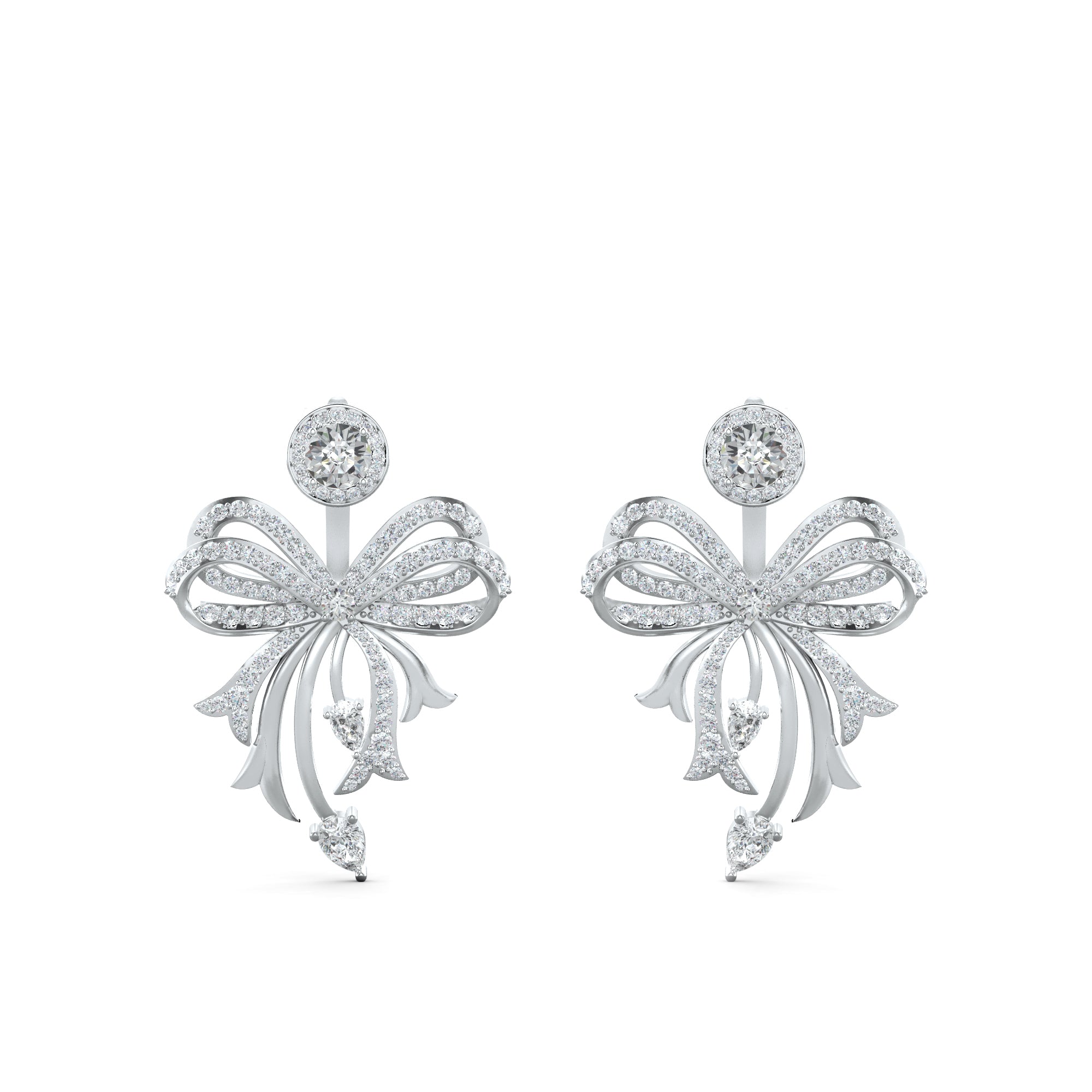 Contemporary Ribbon Moissanite 925 Sterling Silver Earrings Jackets For Women