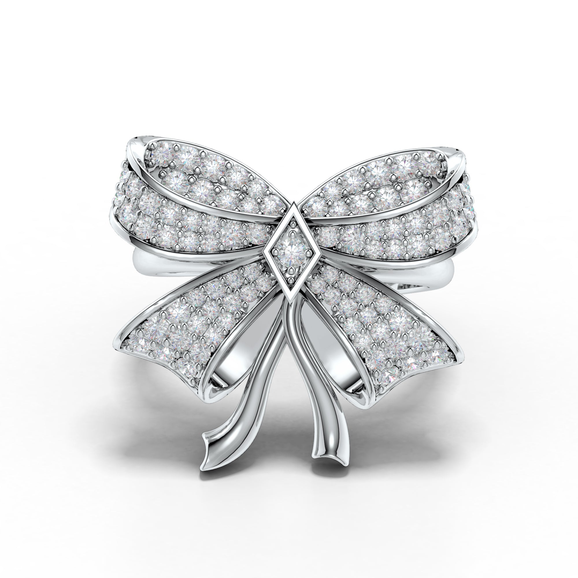 Graceful Ribbonia with Moissanite 925 Sterling Silver Ring For Women