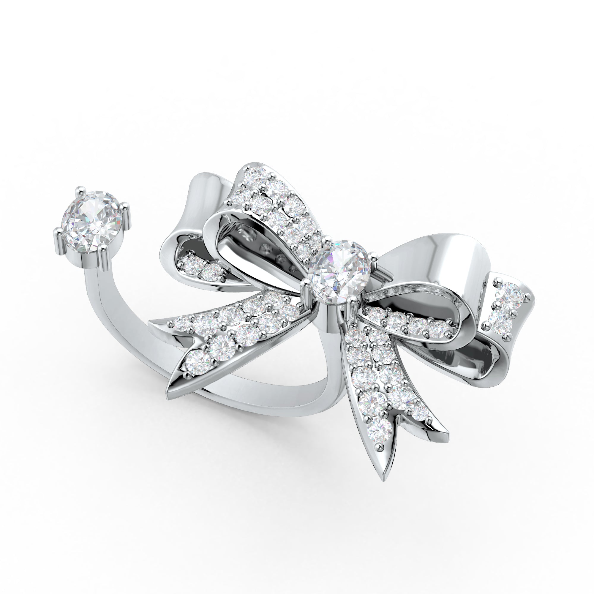 Moissanite Ribbonia Graceful Folds 925 Sterling Silver Ring For Women