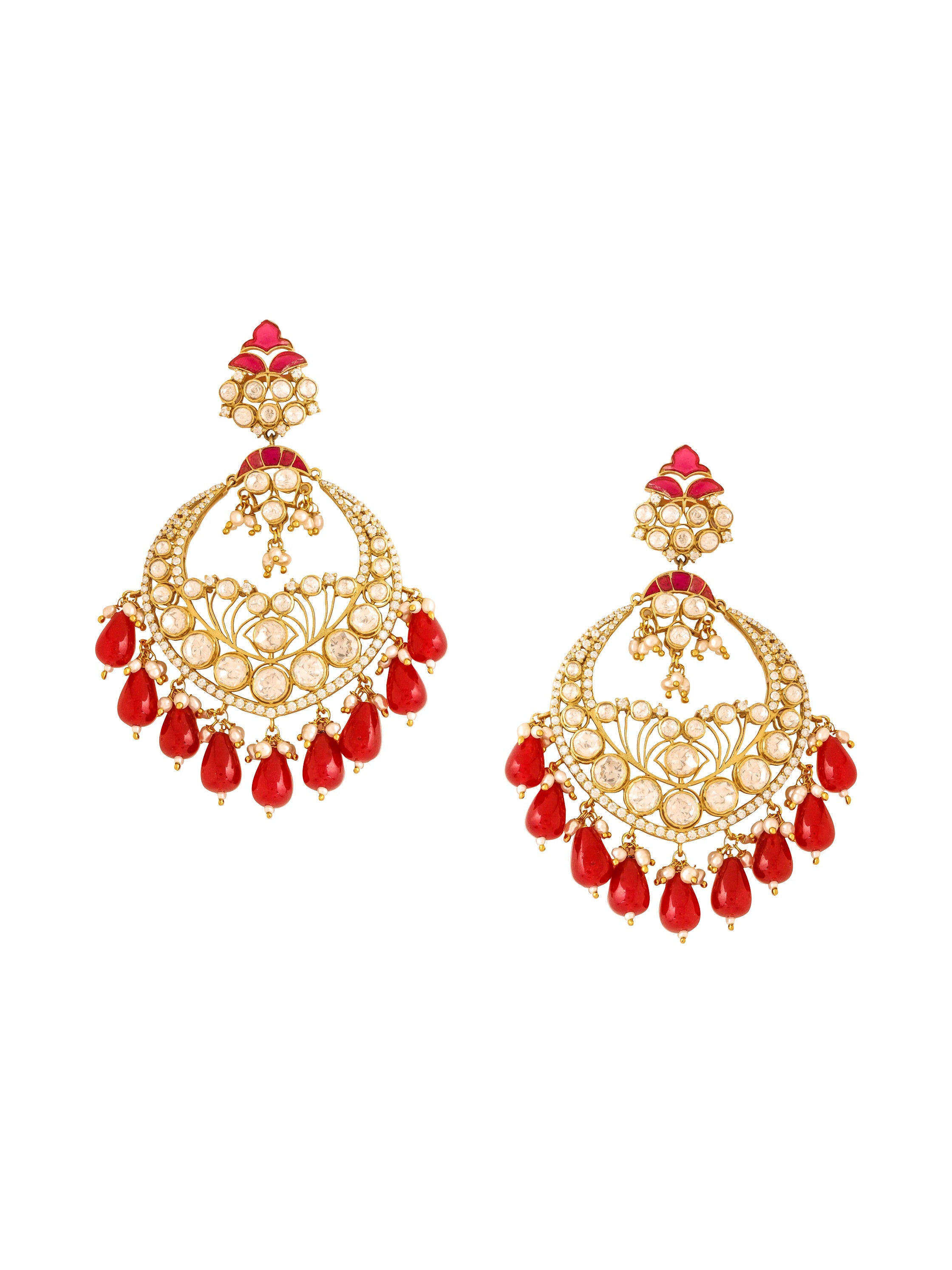 Fiery Charm 925 Sterling Silver Chandbali Earrings For Women