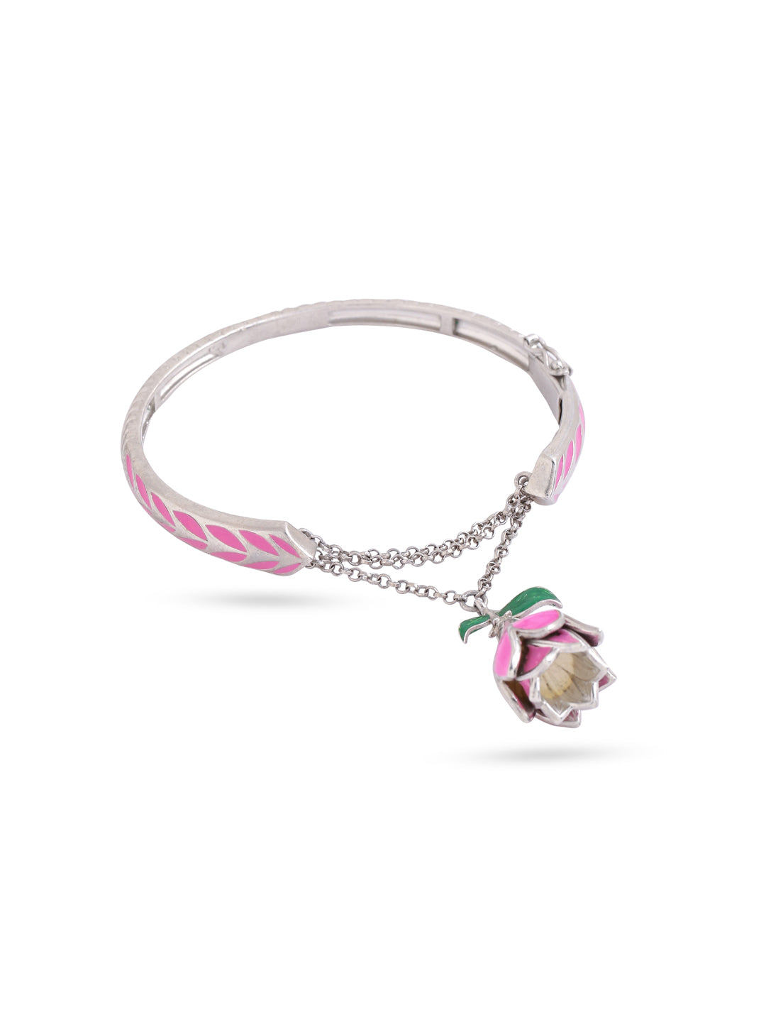 Floral Charm Elegance 925 Sterling Silver Bangle For Women