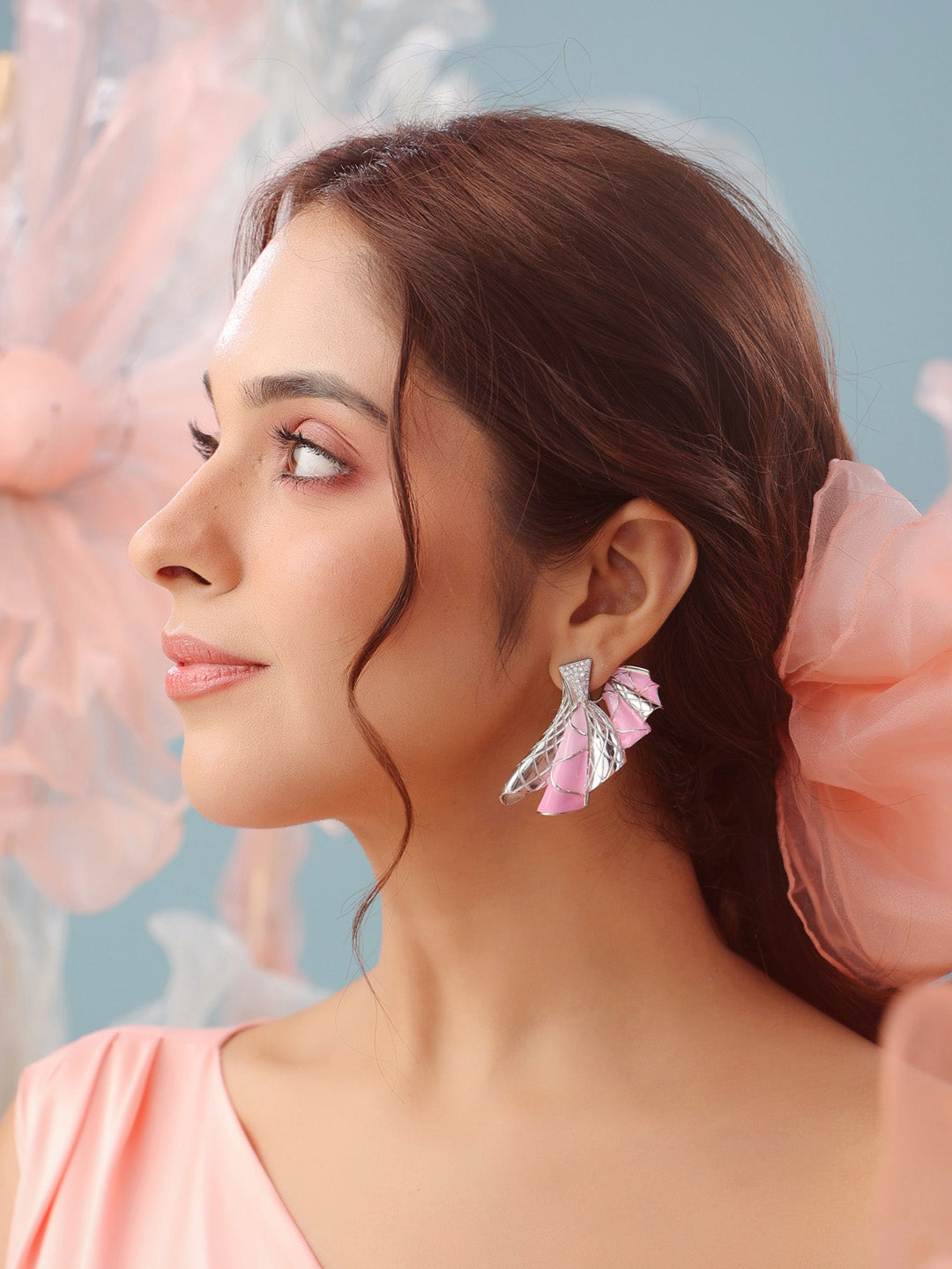 Color Me Pretty Large 925 Sterling Silver Studs Earring For Women