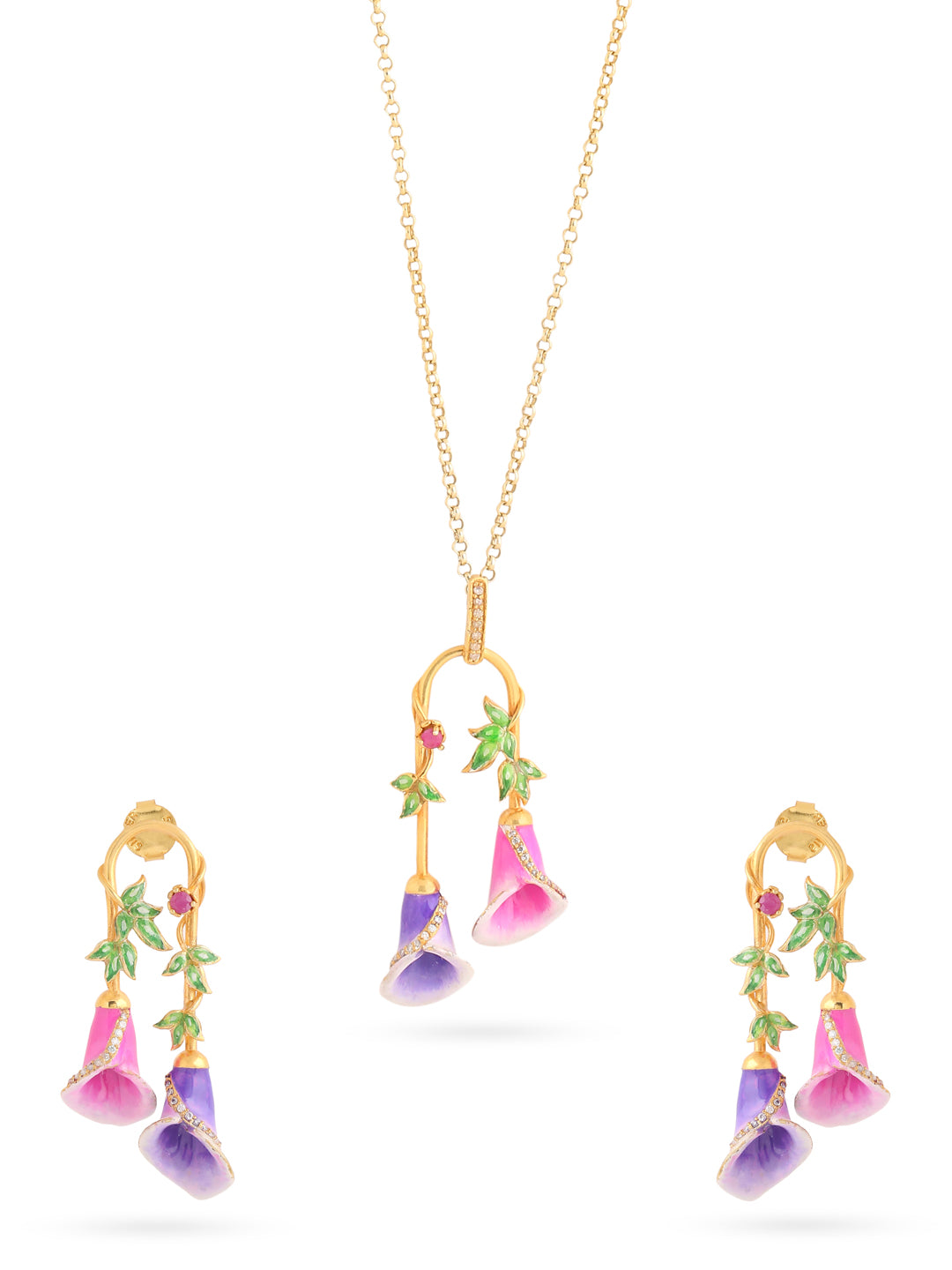 Color Me Pretty Ruby 925 Sterling Silver Pendant Set For Women