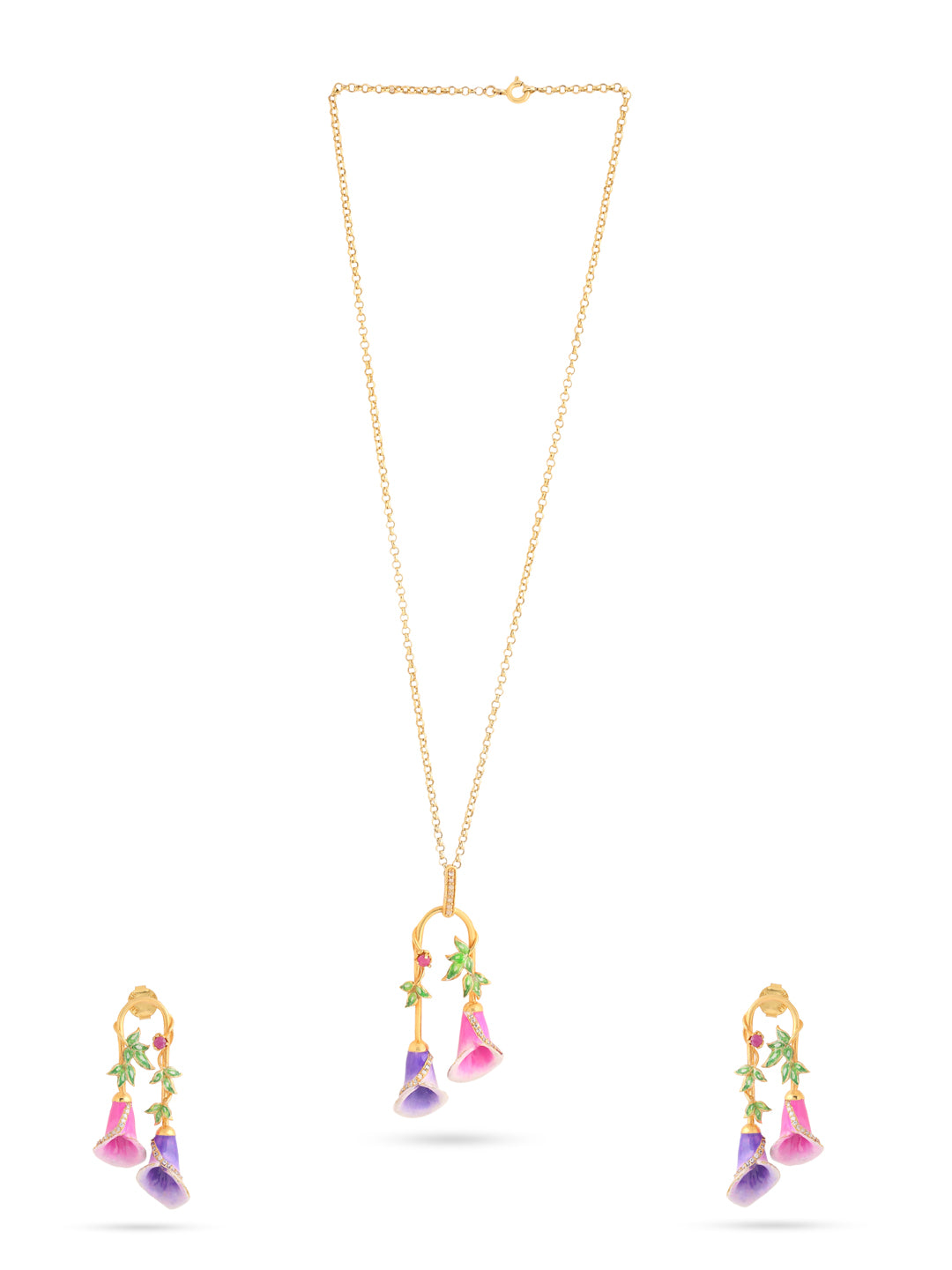 Color Me Pretty Ruby 925 Sterling Silver Pendant Set For Women
