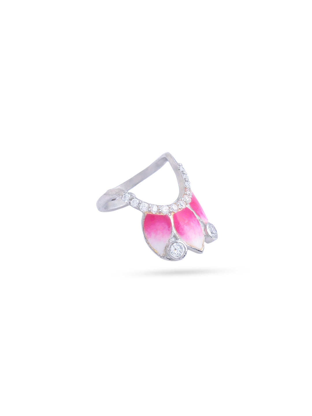 Color Me Pretty Solitaire 925 Sterling Silver Nail Ring For Women