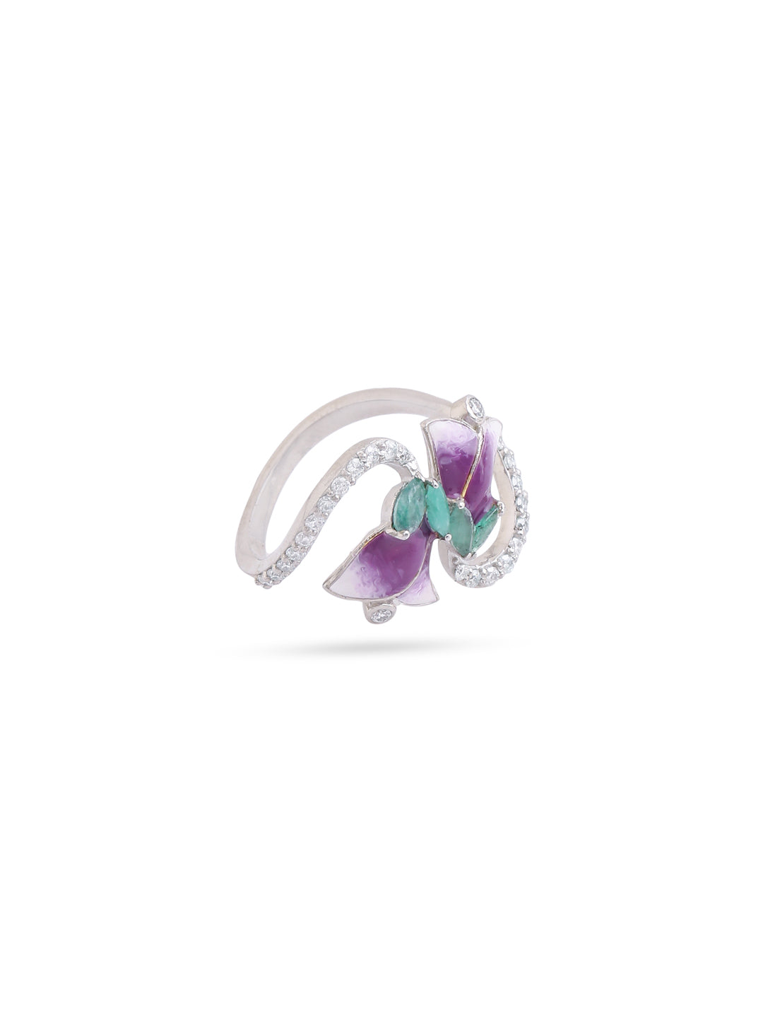 Emerald Color Me Pretty and Onyx 925 Sterling Silver Ring For Women