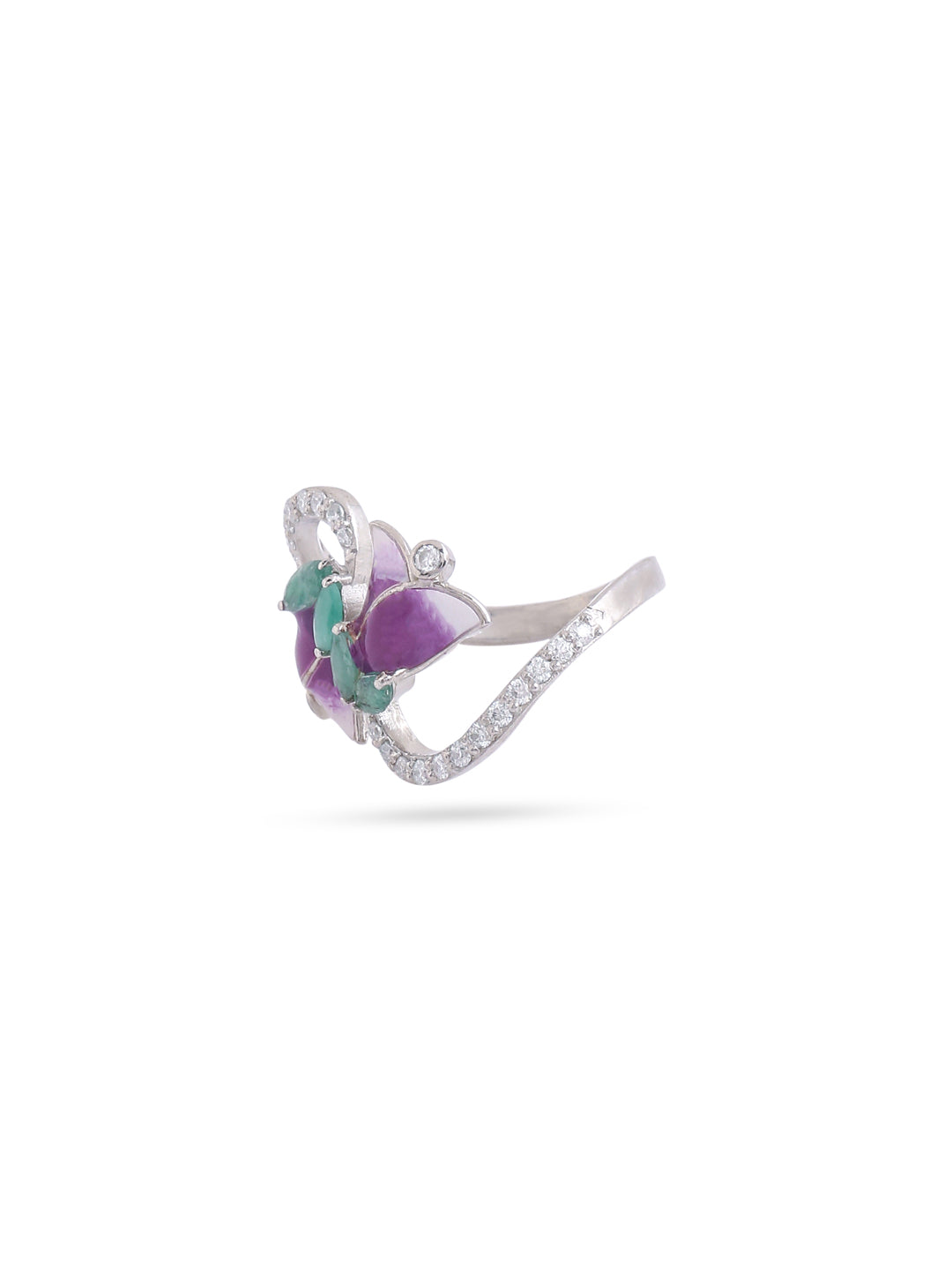 Emerald Color Me Pretty and Onyx 925 Sterling Silver Ring For Women