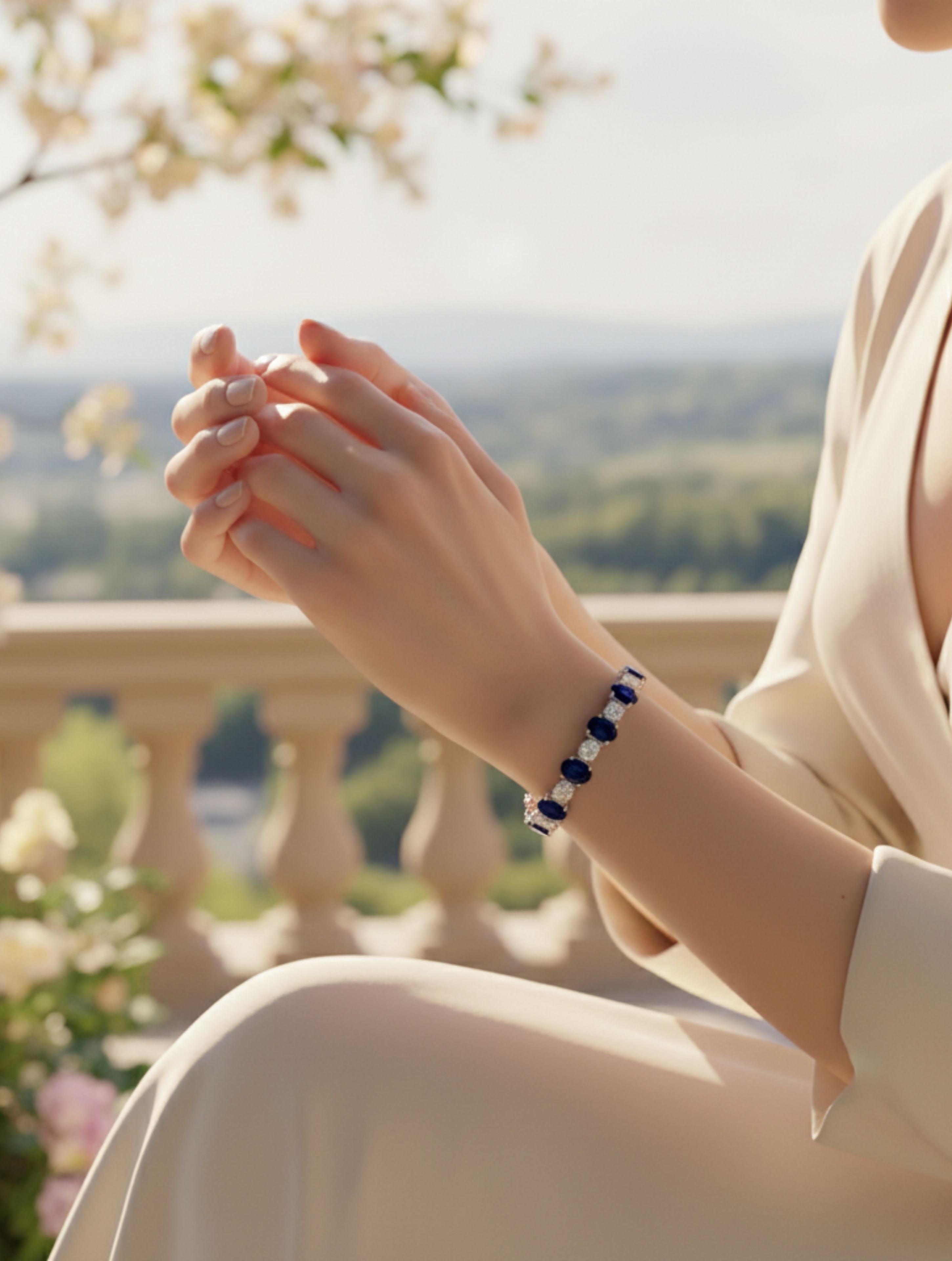 Oval Iolite 925 Sterling Silver Bracelet For Women