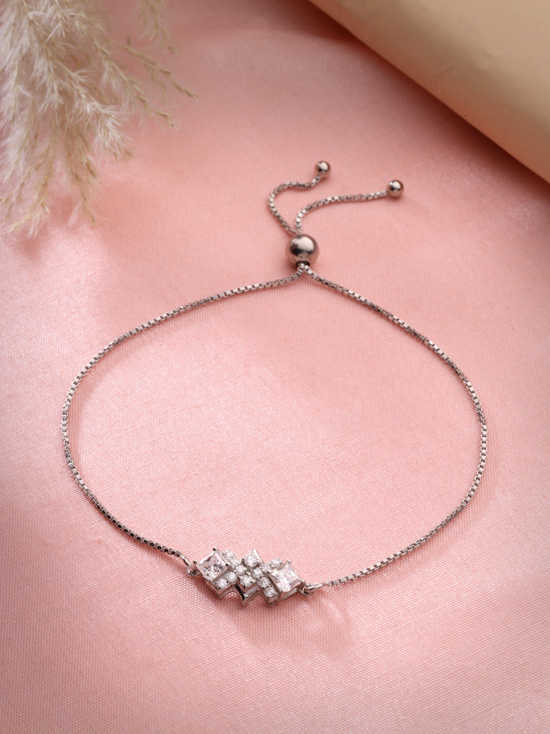 Moissanite Bolo Rhodium-Plated Bracelet In 925 Sterling Silver for Women