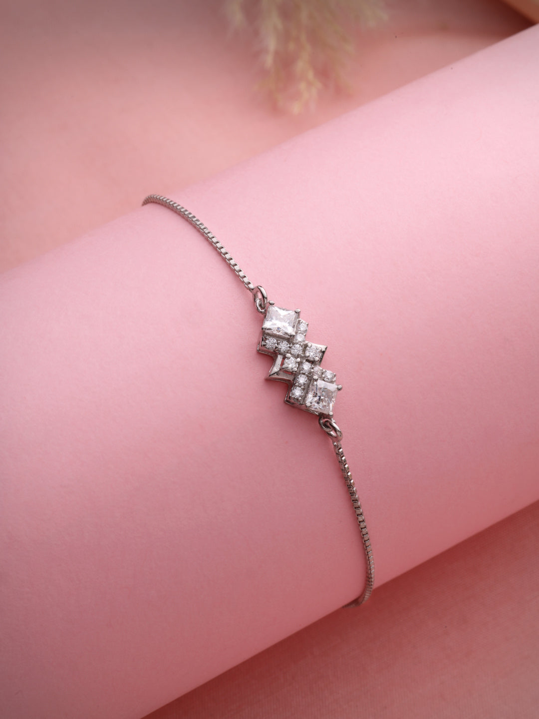 Moissanite Bolo Rhodium-Plated Bracelet In 925 Sterling Silver for Women
