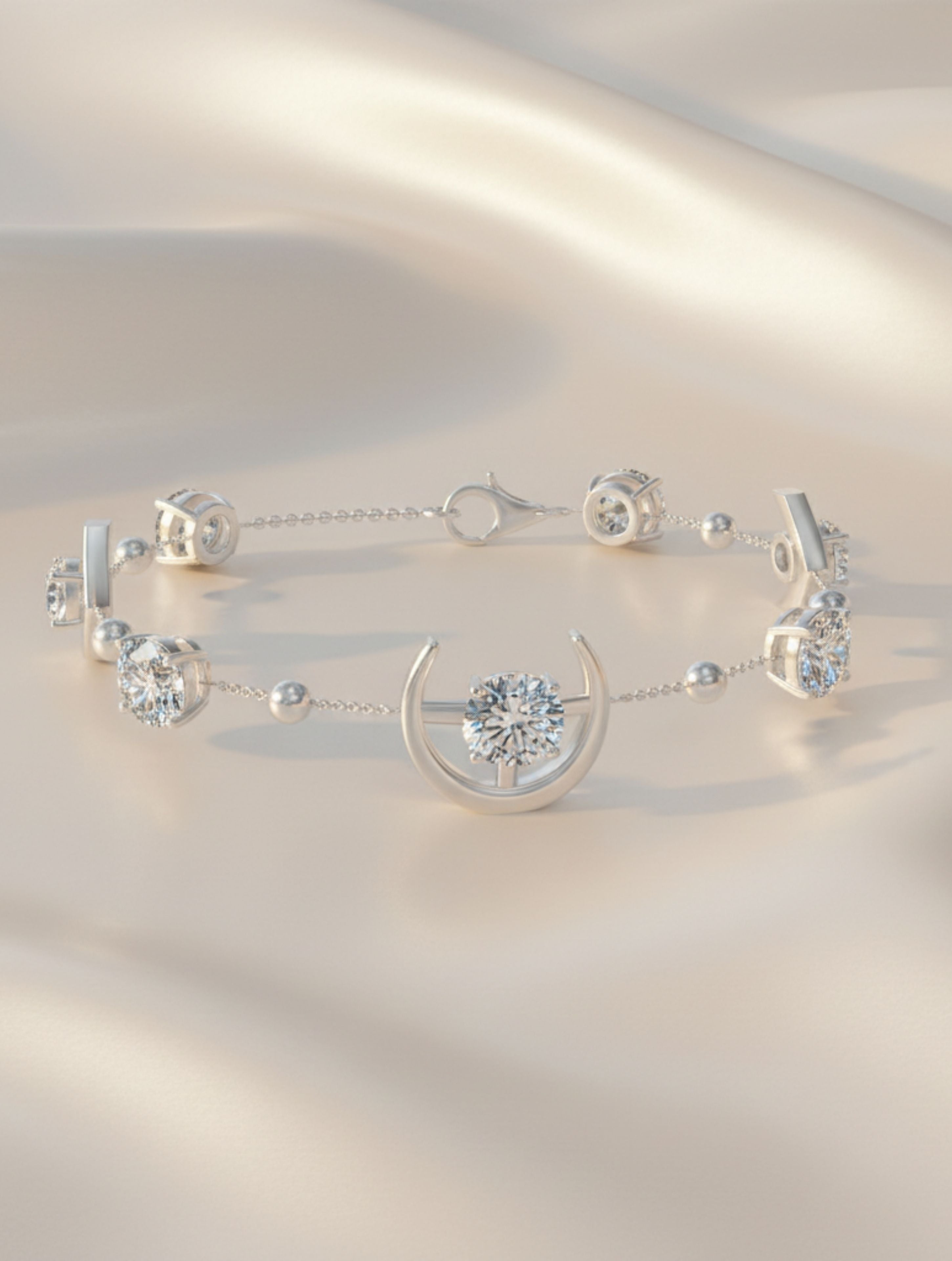 Abstract Moissanite 925 Sterling Silver Bracelet For Women