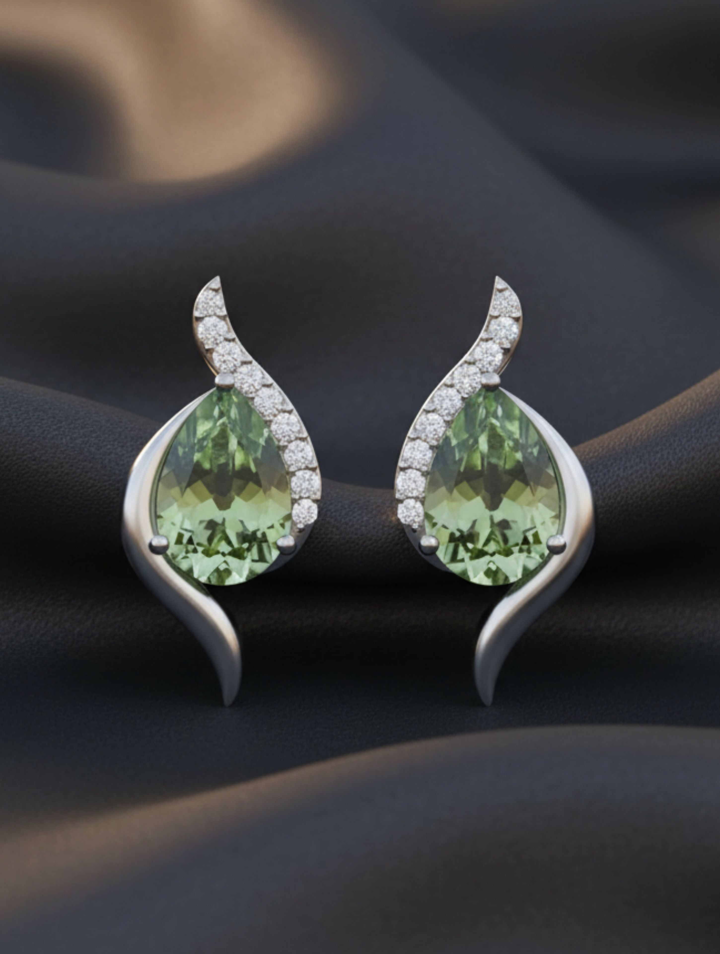 Green Amethyst 925 Sterling Silver Earrings For Women