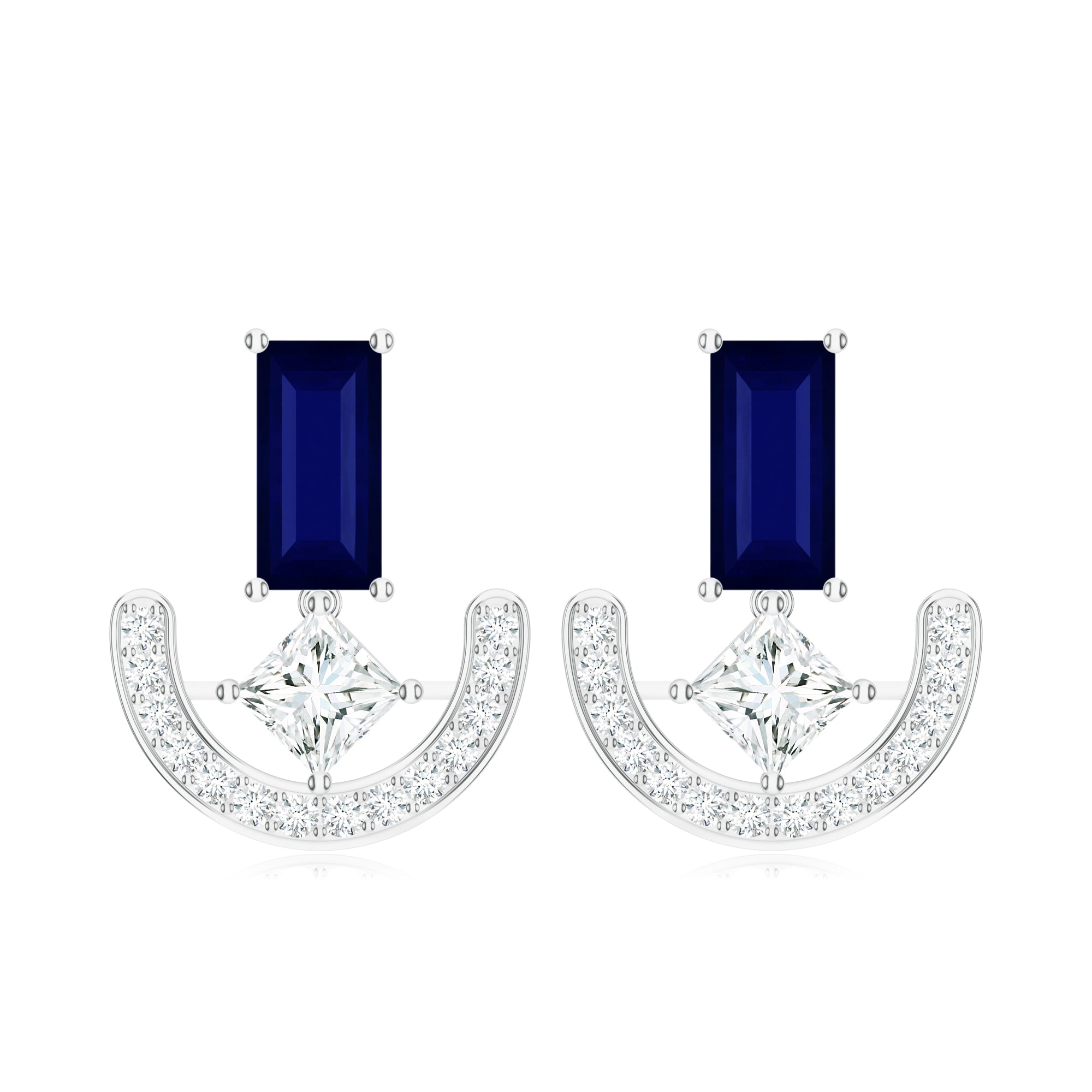 Iolite and Moissanite 925 Sterling Silver Earrings For Women