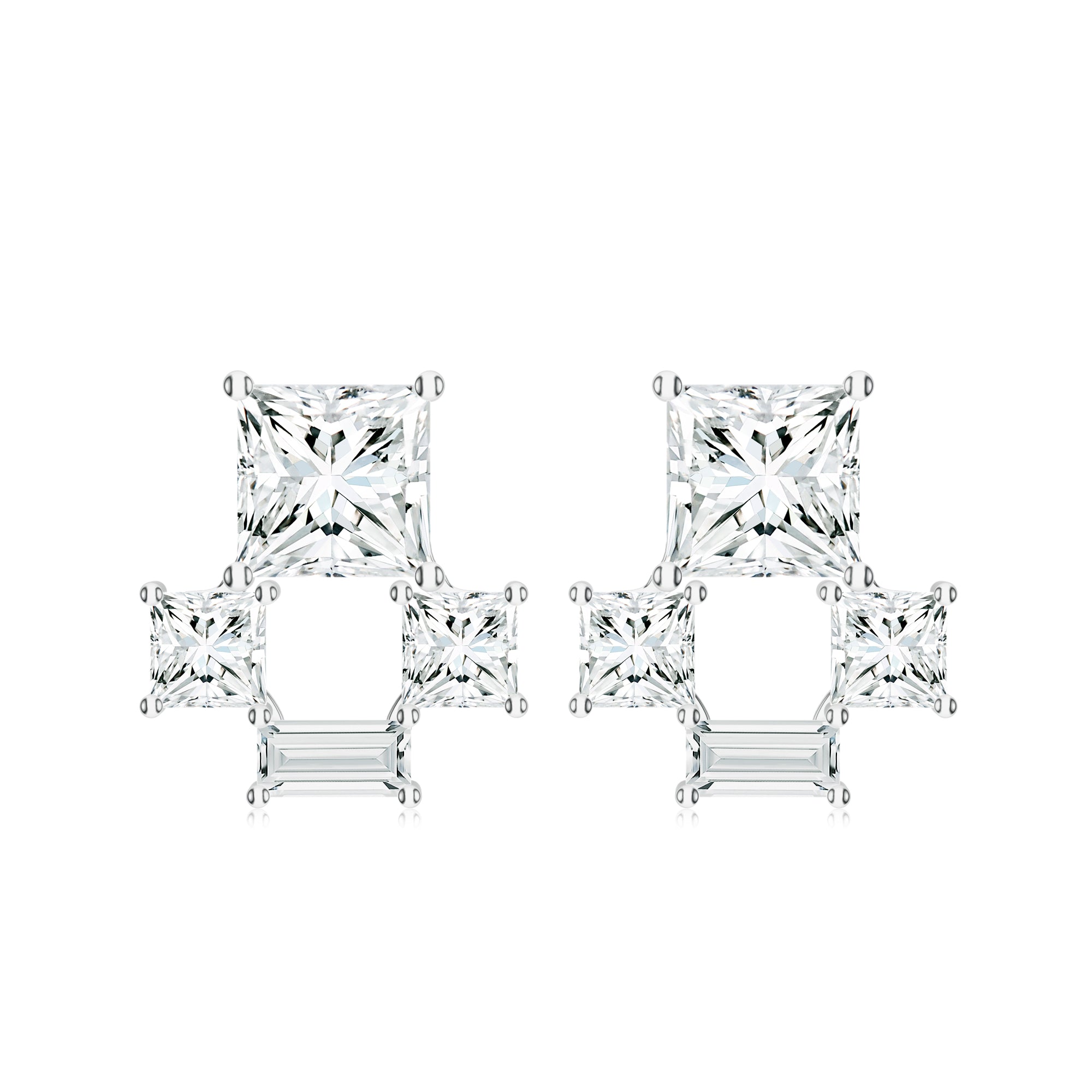 Rectangular and Square Moissanite 925 Sterling Silver Earrings For Women
