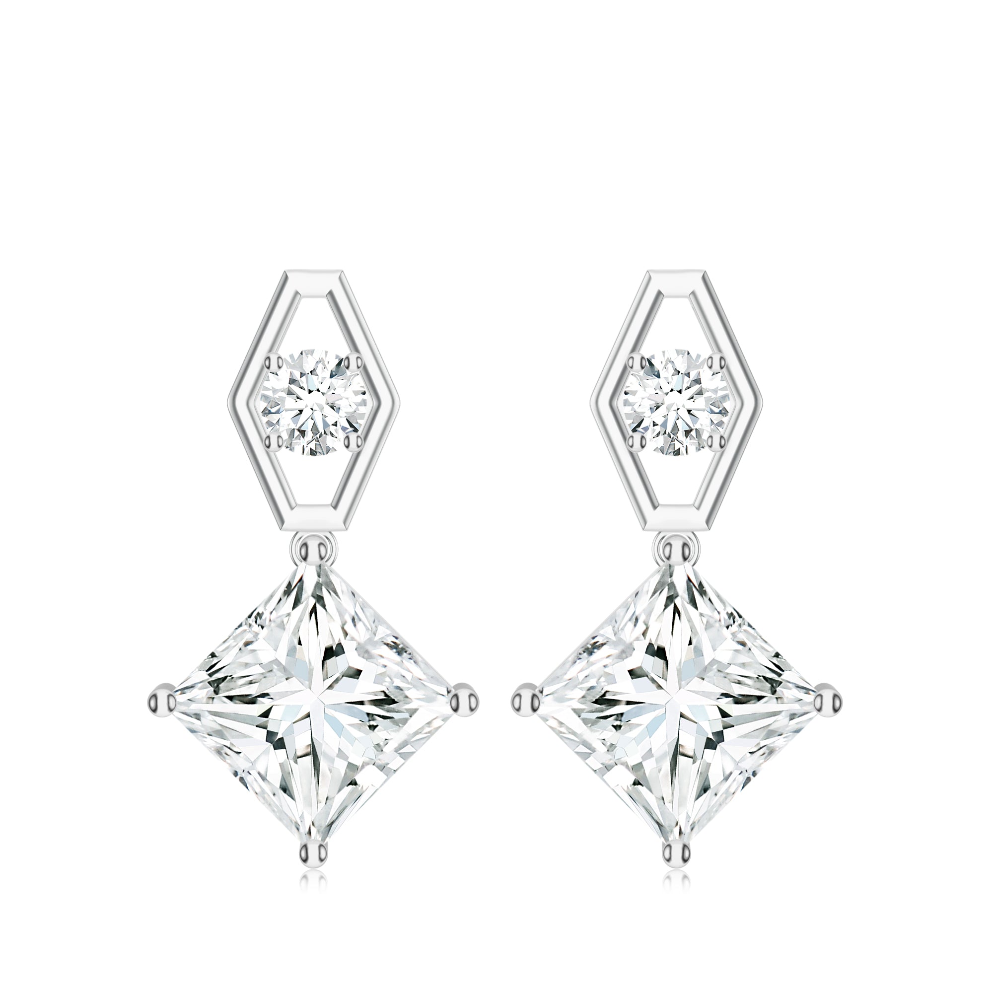 Square Moissanite 925 Sterling Silver Earrings For Women