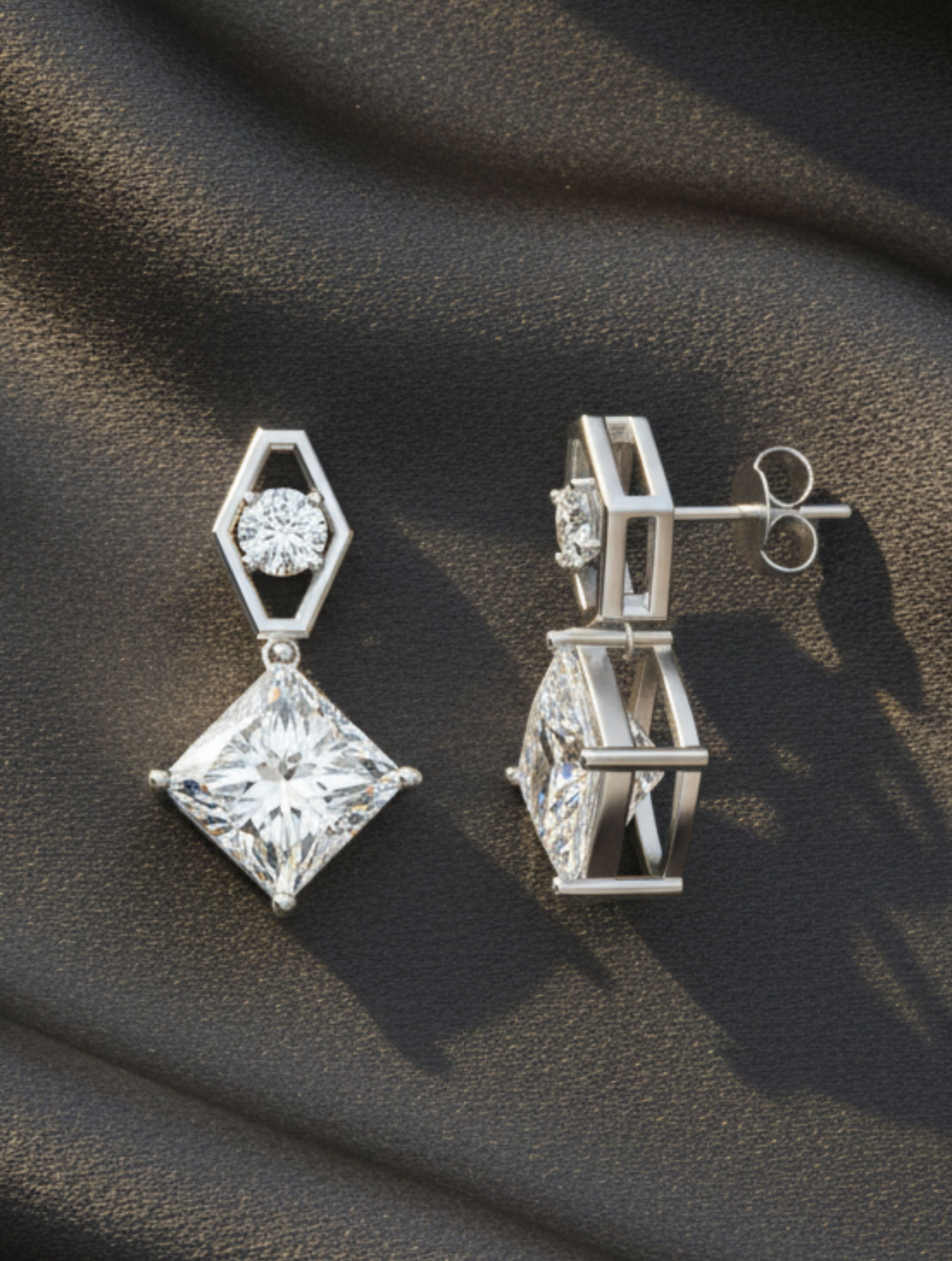 Square Moissanite 925 Sterling Silver Earrings For Women