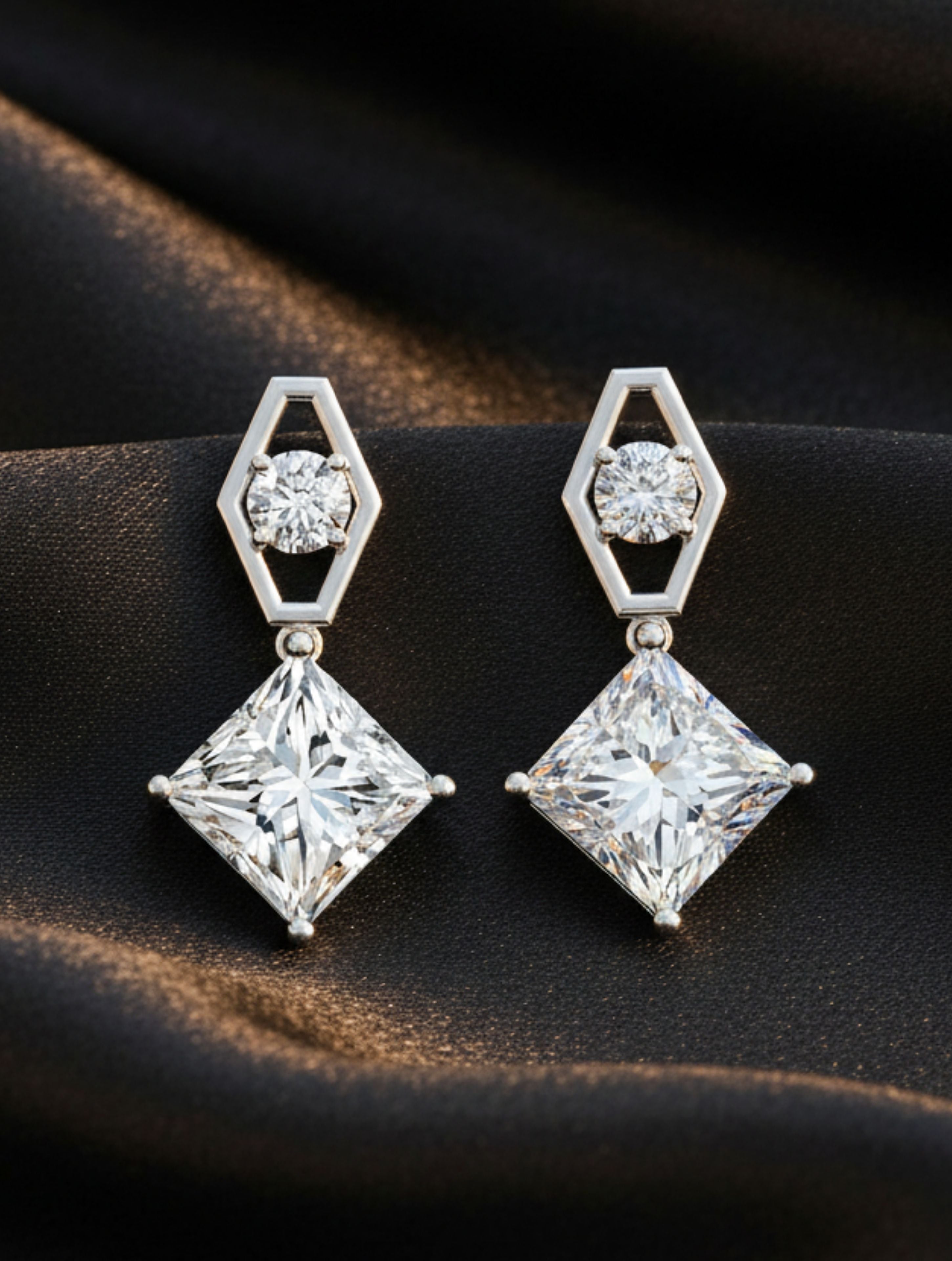 Square Moissanite 925 Sterling Silver Earrings For Women