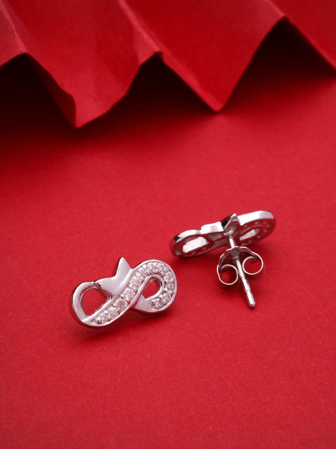 Moissanite Stud Earrings in 925 Sterling Silver with Rhodium Plating