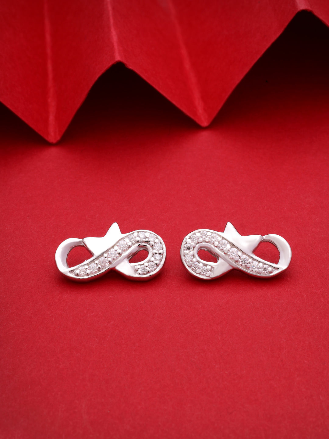 Moissanite Stud Earrings in 925 Sterling Silver with Rhodium Plating