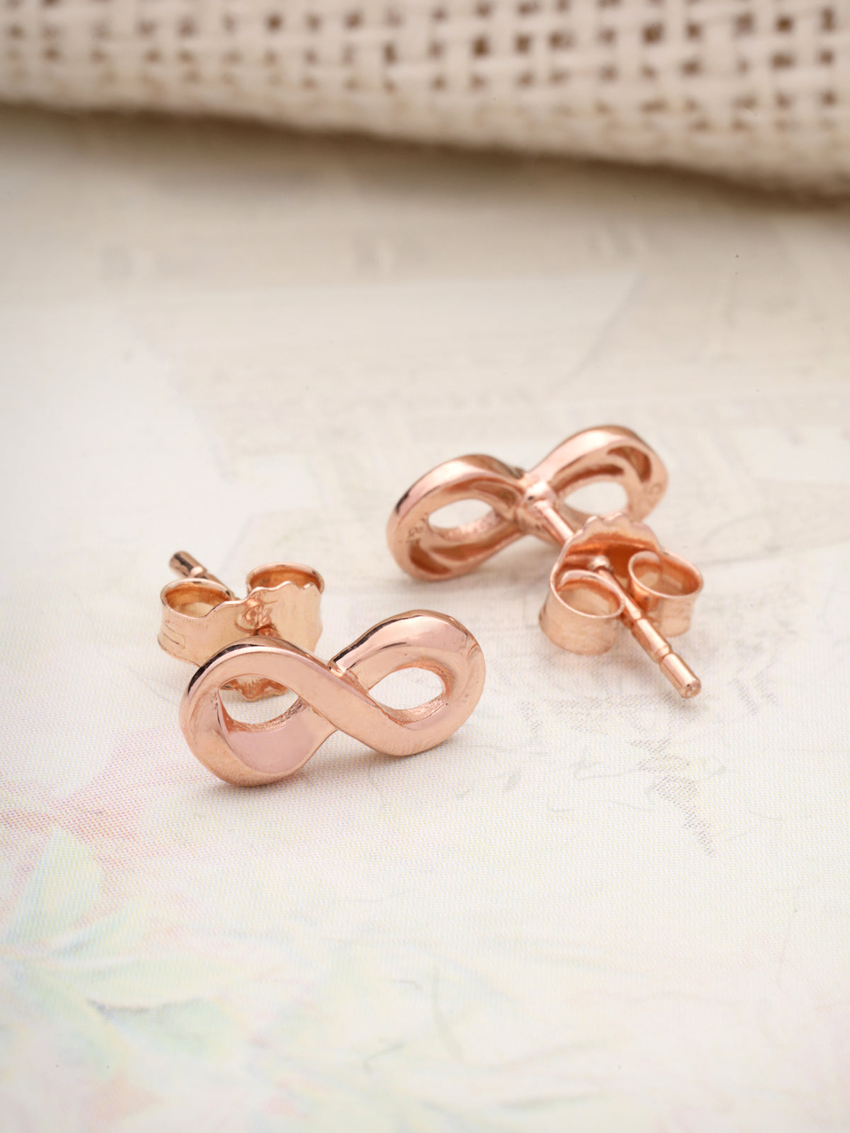 Minimalist Stud Earrings in 925 Sterling Silver with Rose Gold Plating