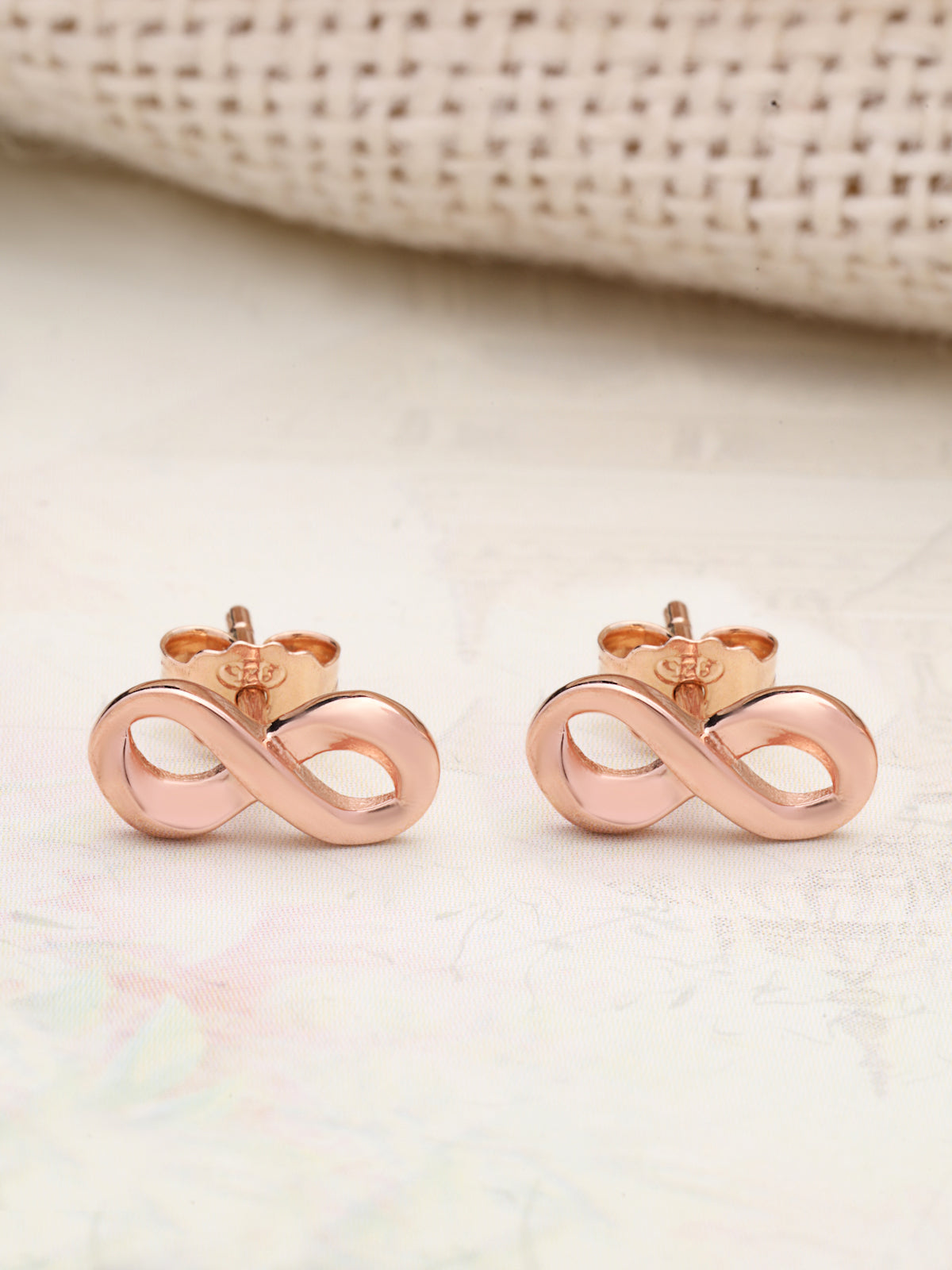 Minimalist Stud Earrings in 925 Sterling Silver with Rose Gold Plating