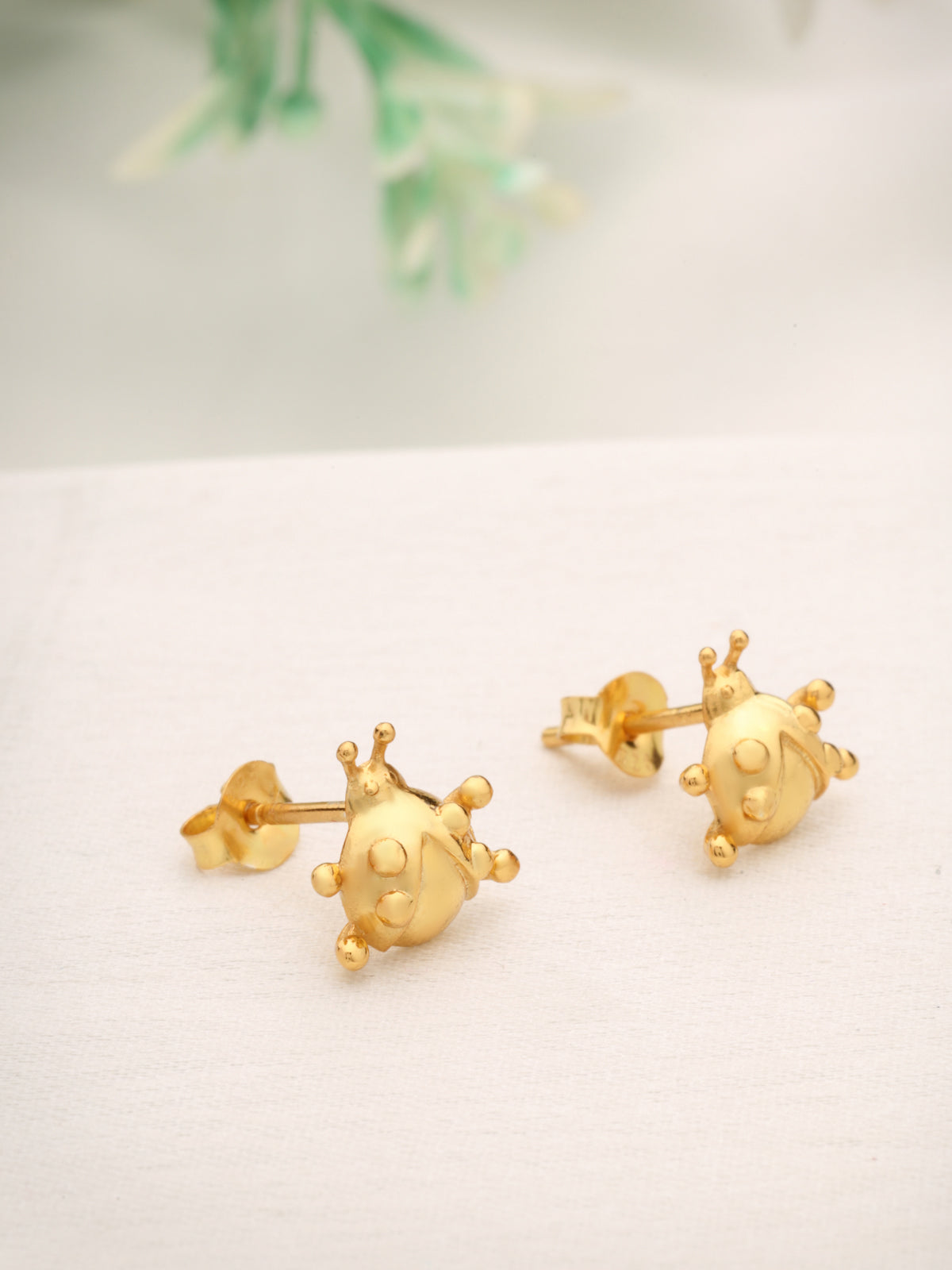 Gold Plated 925 Sterling Silver Ladybug Stud Earrings