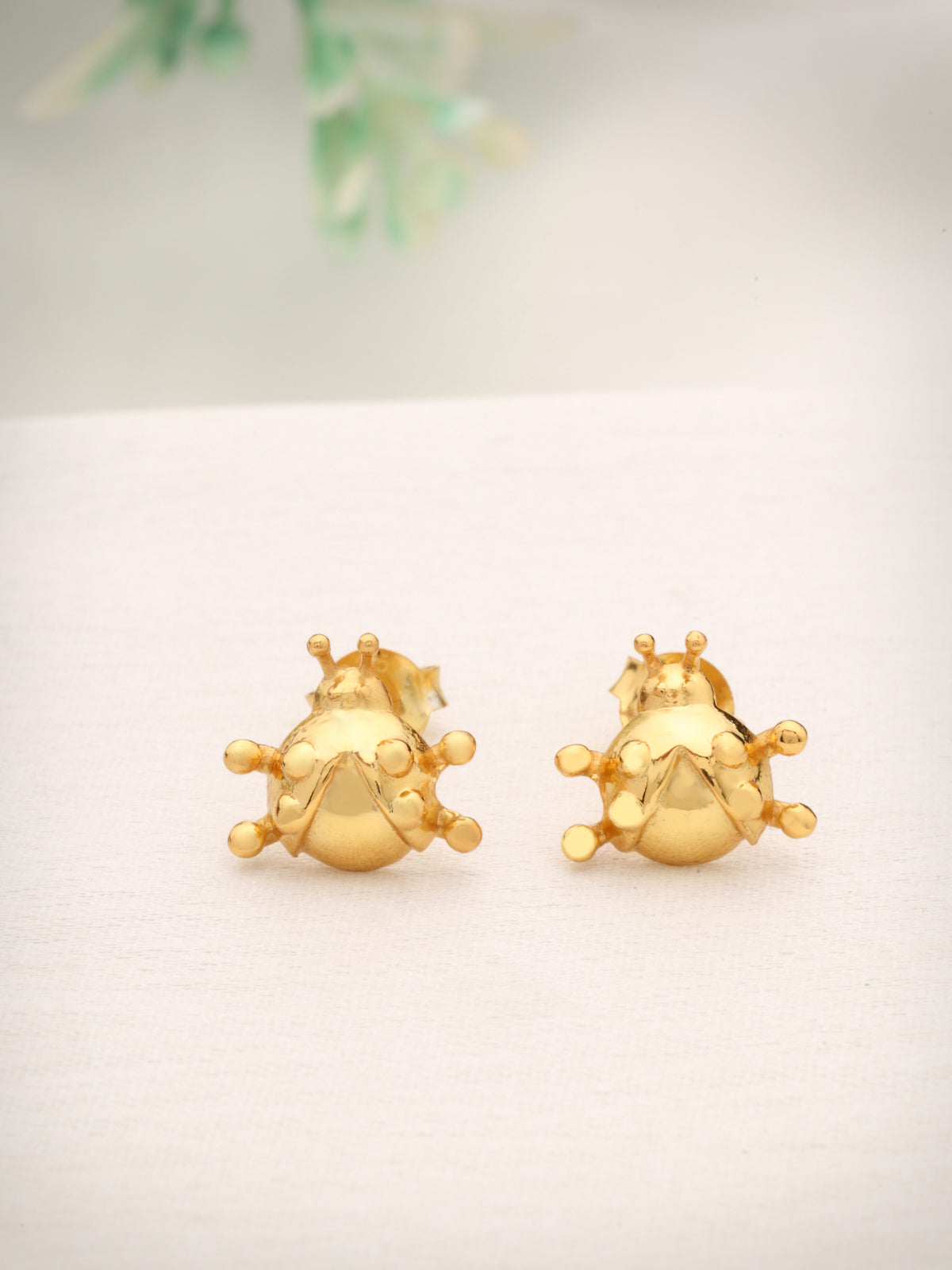 Gold Plated 925 Sterling Silver Ladybug Stud Earrings