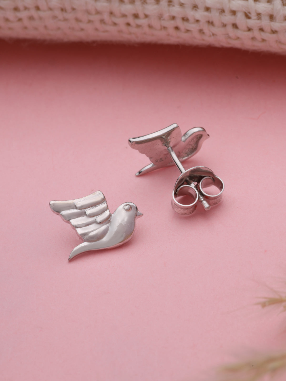 Minimalist Stud Earrings in 925 Sterling Silver with Rhodium Plating