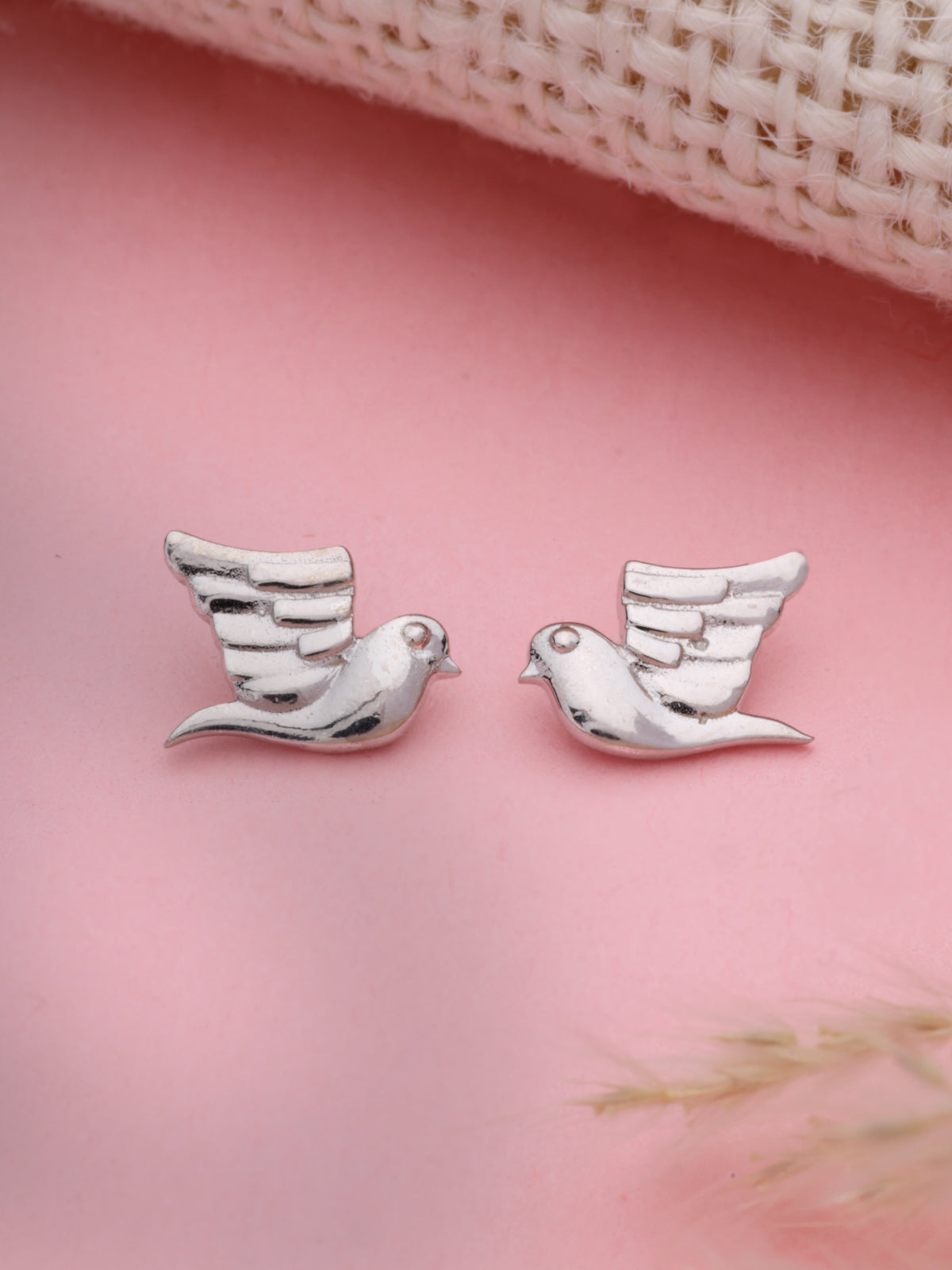 Minimalist Stud Earrings in 925 Sterling Silver with Rhodium Plating