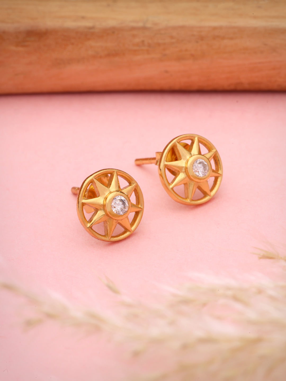Moissanite Stud Earrings in 925 Sterling Silver with Gold Plating