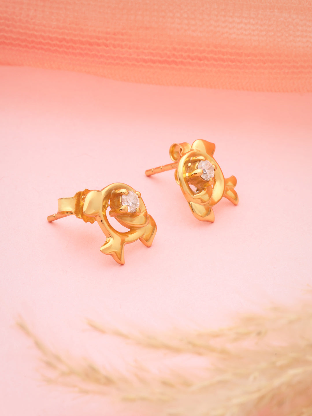 Moissanite Stud Earrings in 925 Sterling Silver with Gold Plating