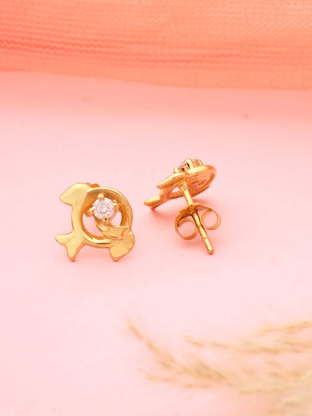 Moissanite Stud Earrings in 925 Sterling Silver with Gold Plating