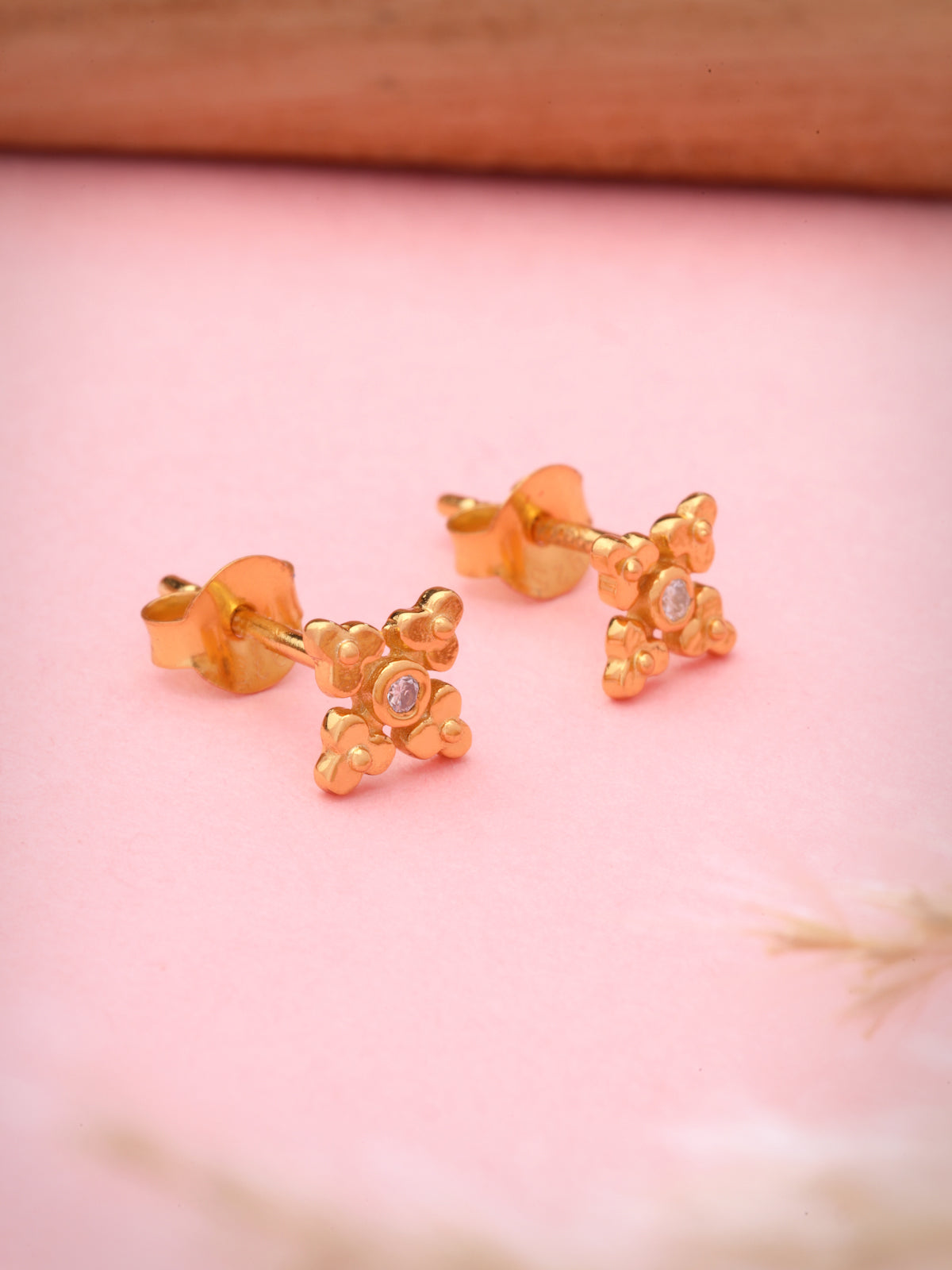 Moissanite Stud Earrings in 925 Sterling Silver with Gold Plating