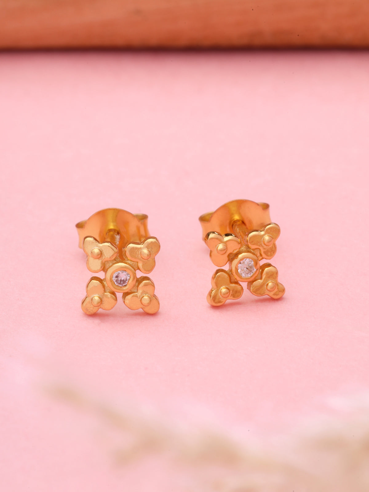 Moissanite Stud Earrings in 925 Sterling Silver with Gold Plating