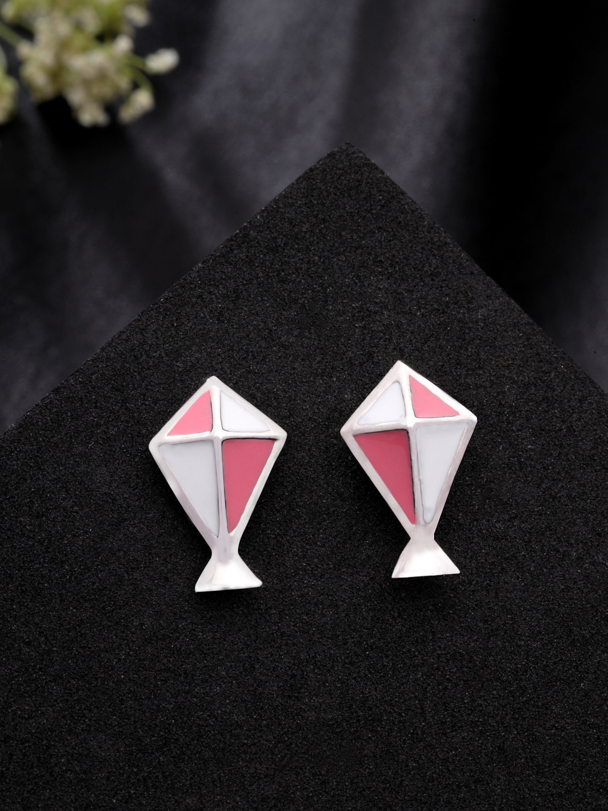 Minimalist Stud Earrings in 925 Sterling Silver with Rhodium Plating